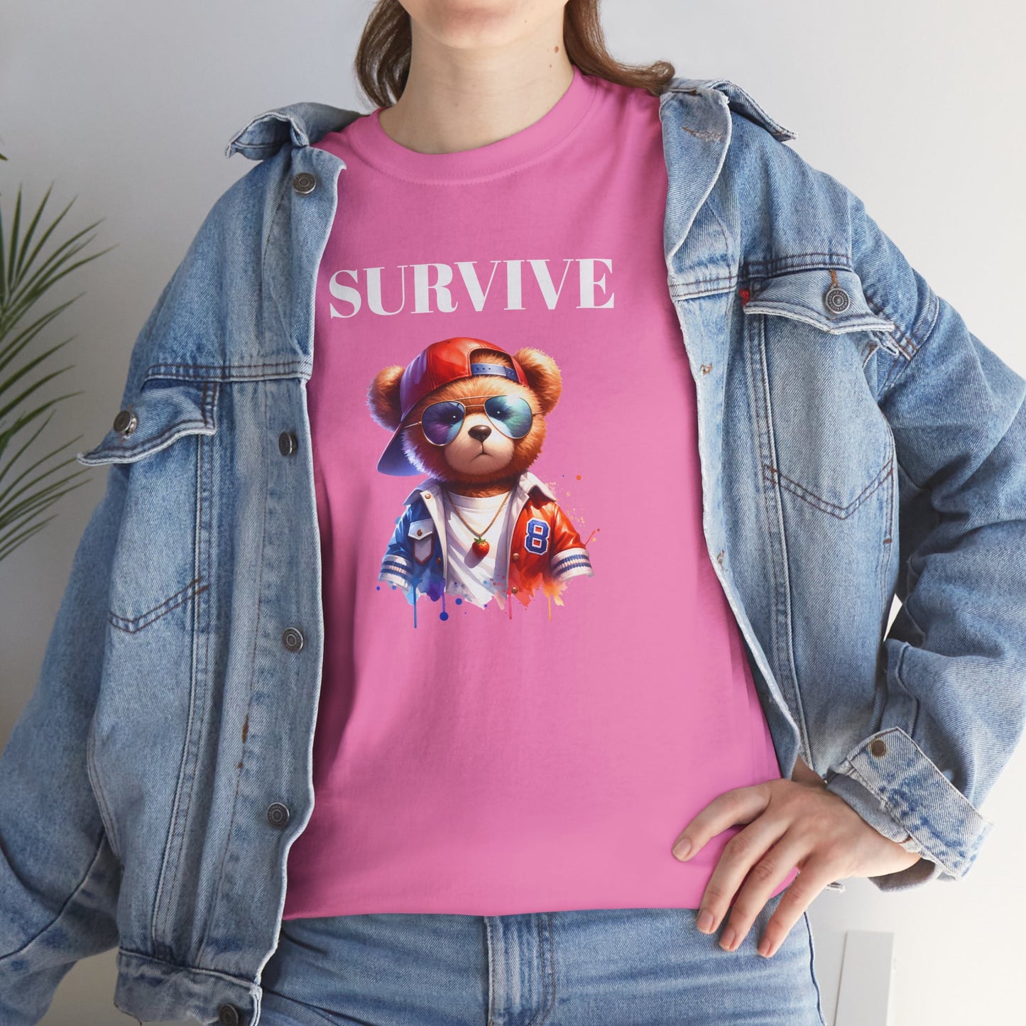 Princess Grace Cool Survive Bear Unisex Heavy Cotton Tee