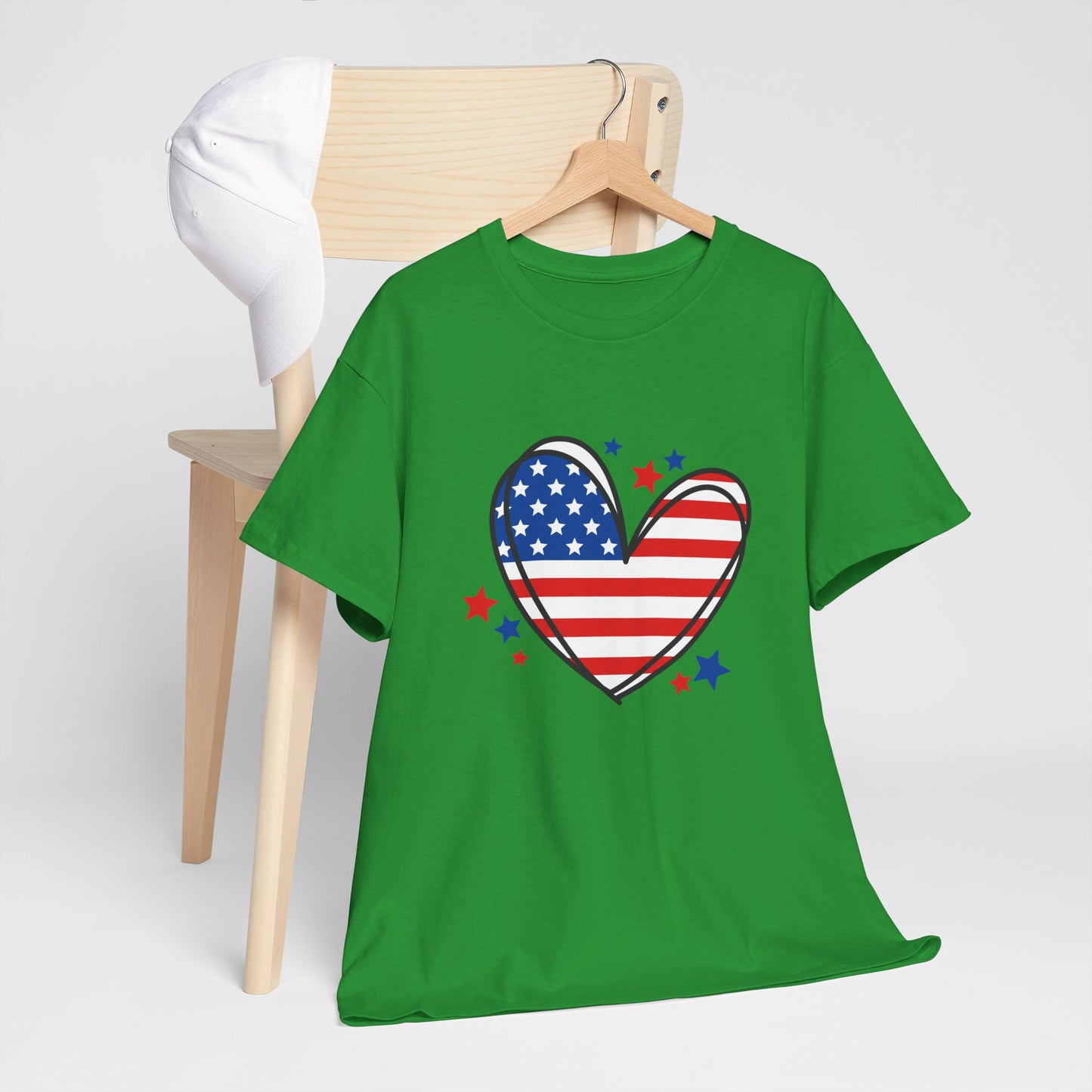 Princess Grace Patriotic Heart Unisex Heavy Cotton Tee USA Love T-Shirt