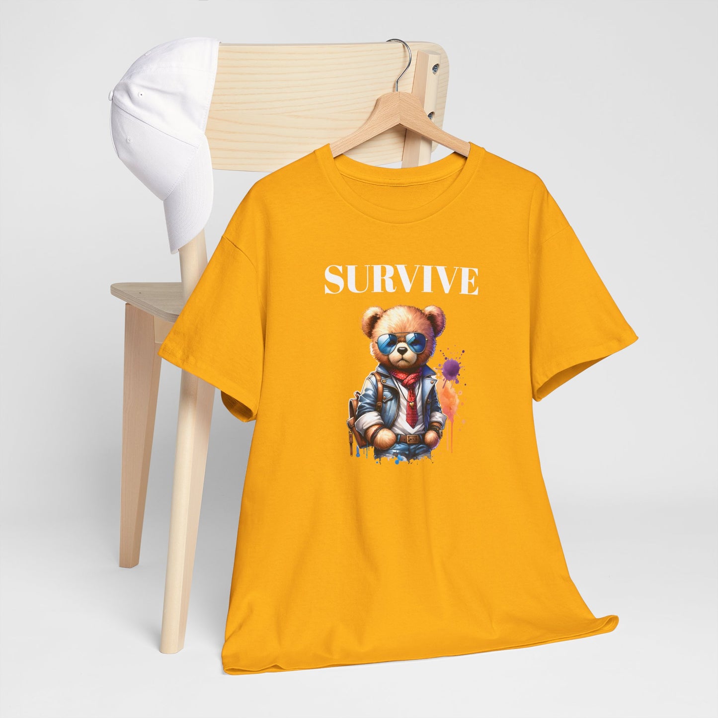 Princess Grace Survive Graphic Unisex Heavy Cotton Tee Streetwear Style with Bear Design