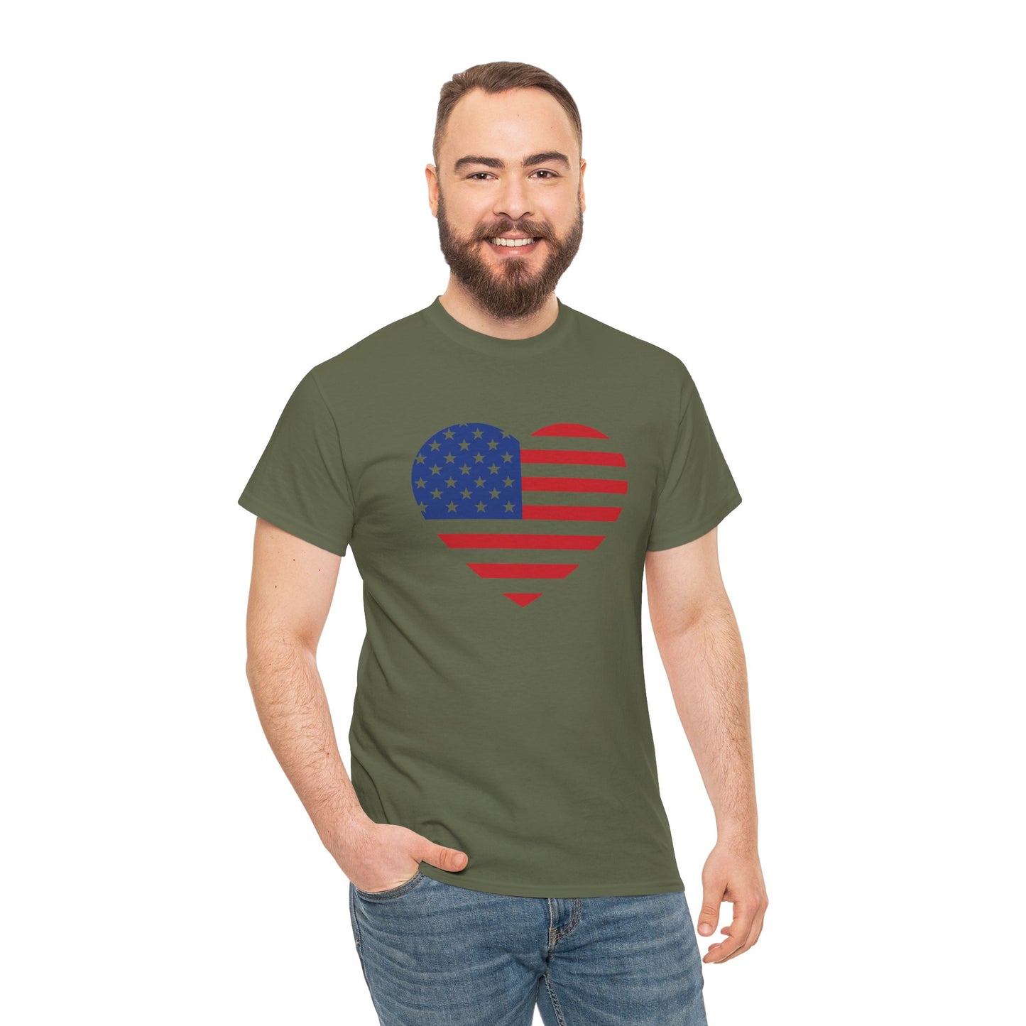Princess Grace Patriotic Heart Unisex Heavy Cotton Tee Celebrate Freedom in Style
