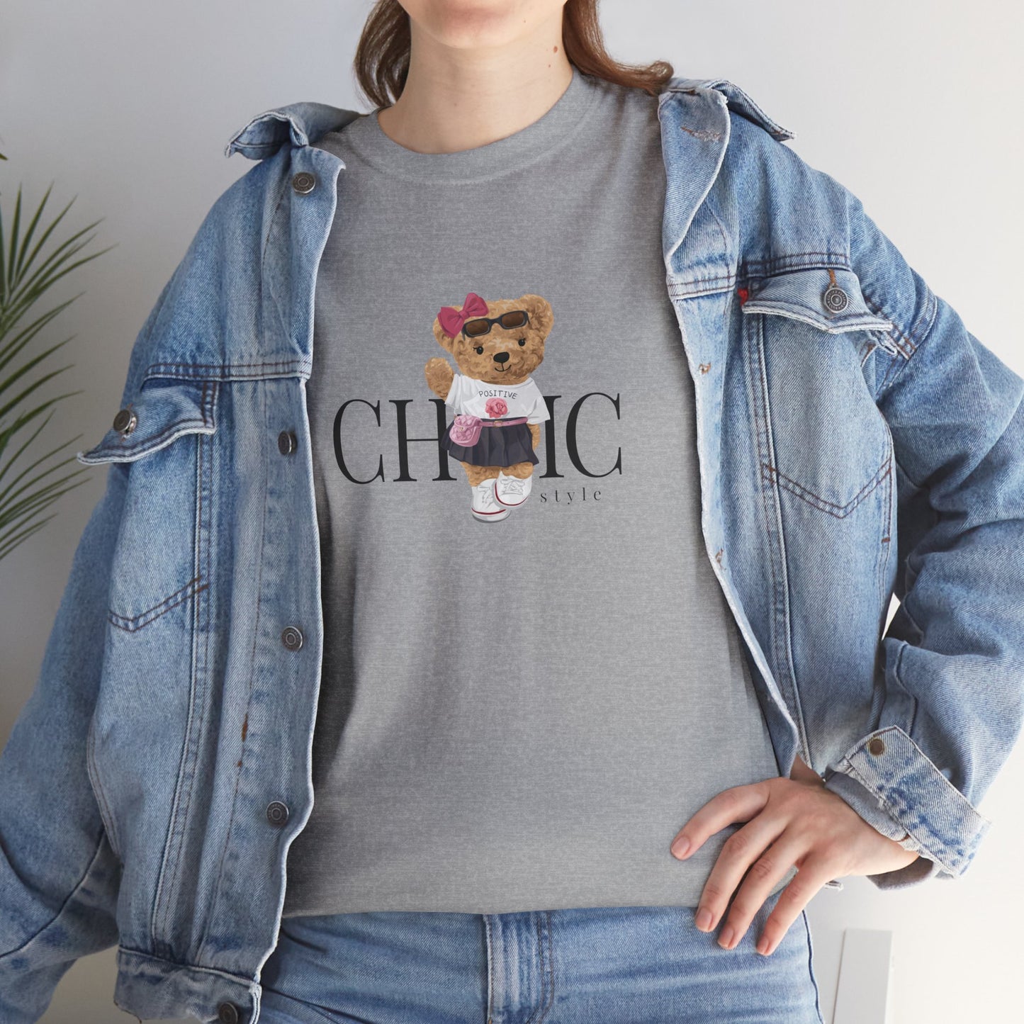 Princess Grace Chic Style Bear Unisex Heavy Cotton Tee Fashionable and Cozy Everyday Wear