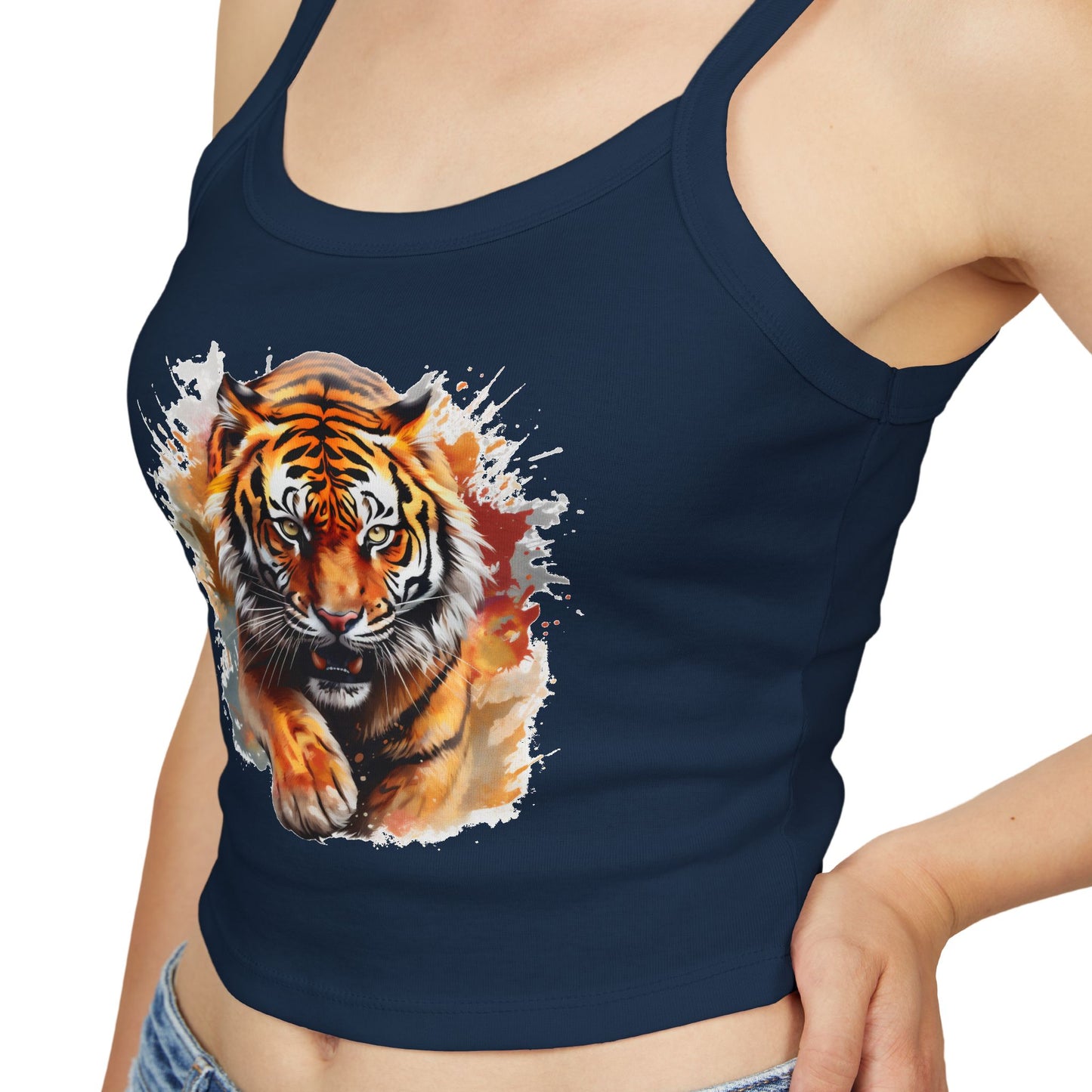Princess Grace Fierce & Cute Women's Spaghetti Strap Tank Top Tiger Design