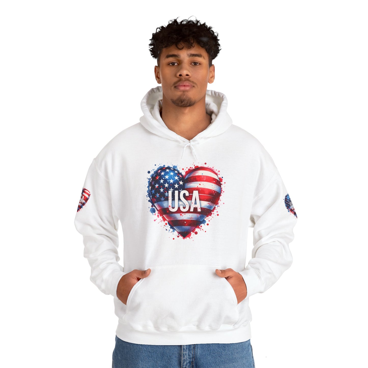 Princess Grace Patriotic Heart Hoodie for USA Lovers Unisex Heavy Blend