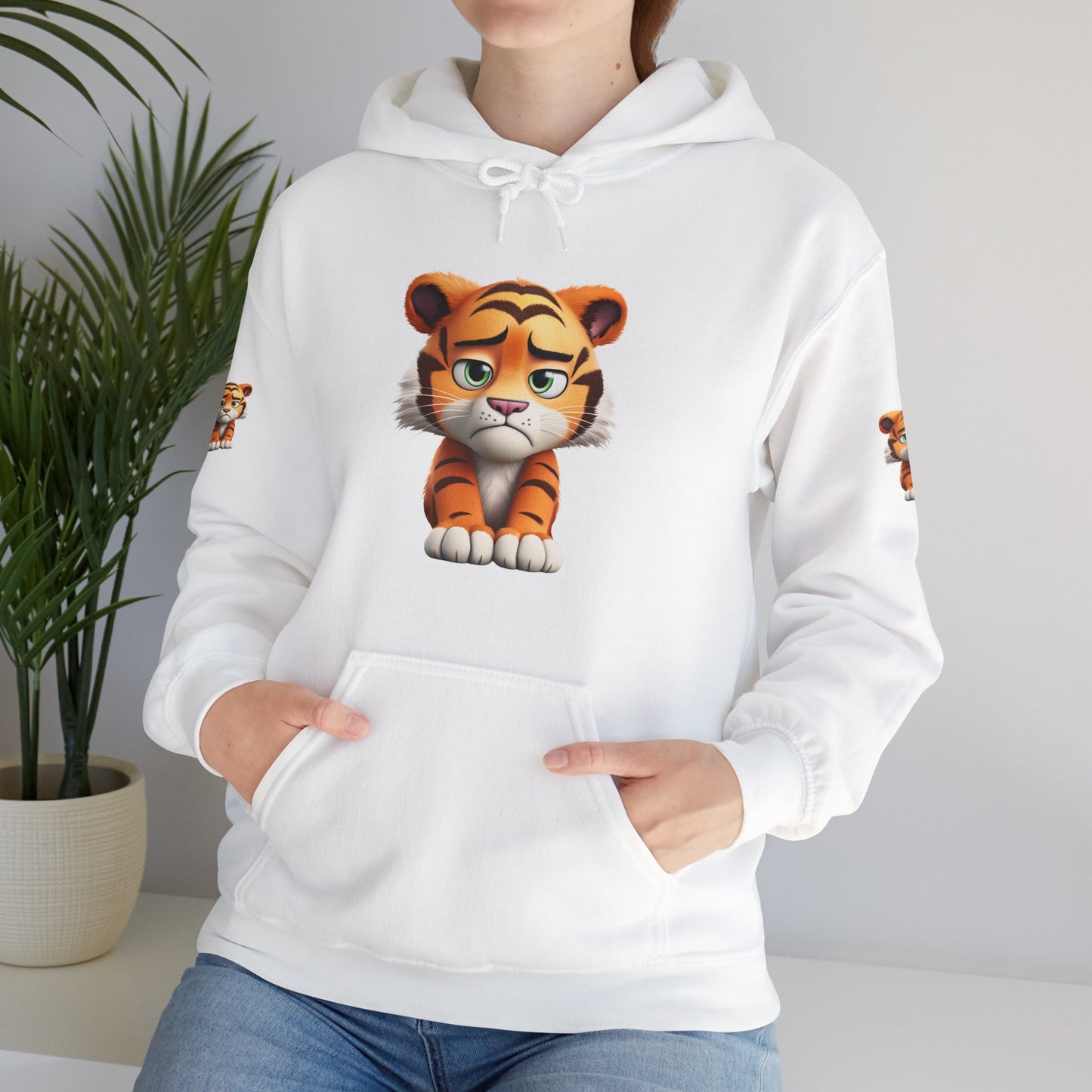 Princess Grace Playful Tiger Graphic Hoodie Unisex Heavy Blend Sweatshirt for Kids and Adults