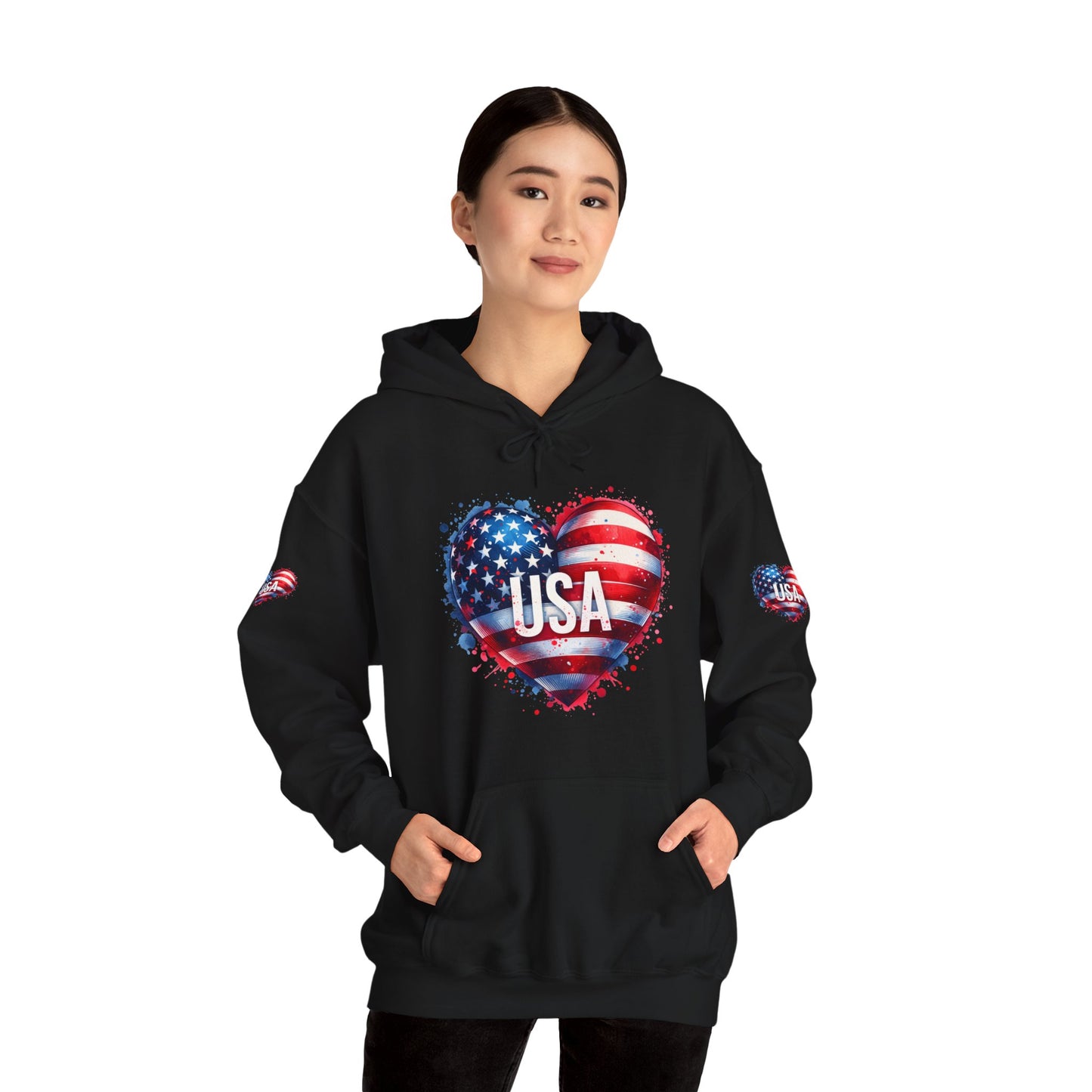Princess Grace Patriotic Heart Hoodie for USA Lovers Unisex Heavy Blend