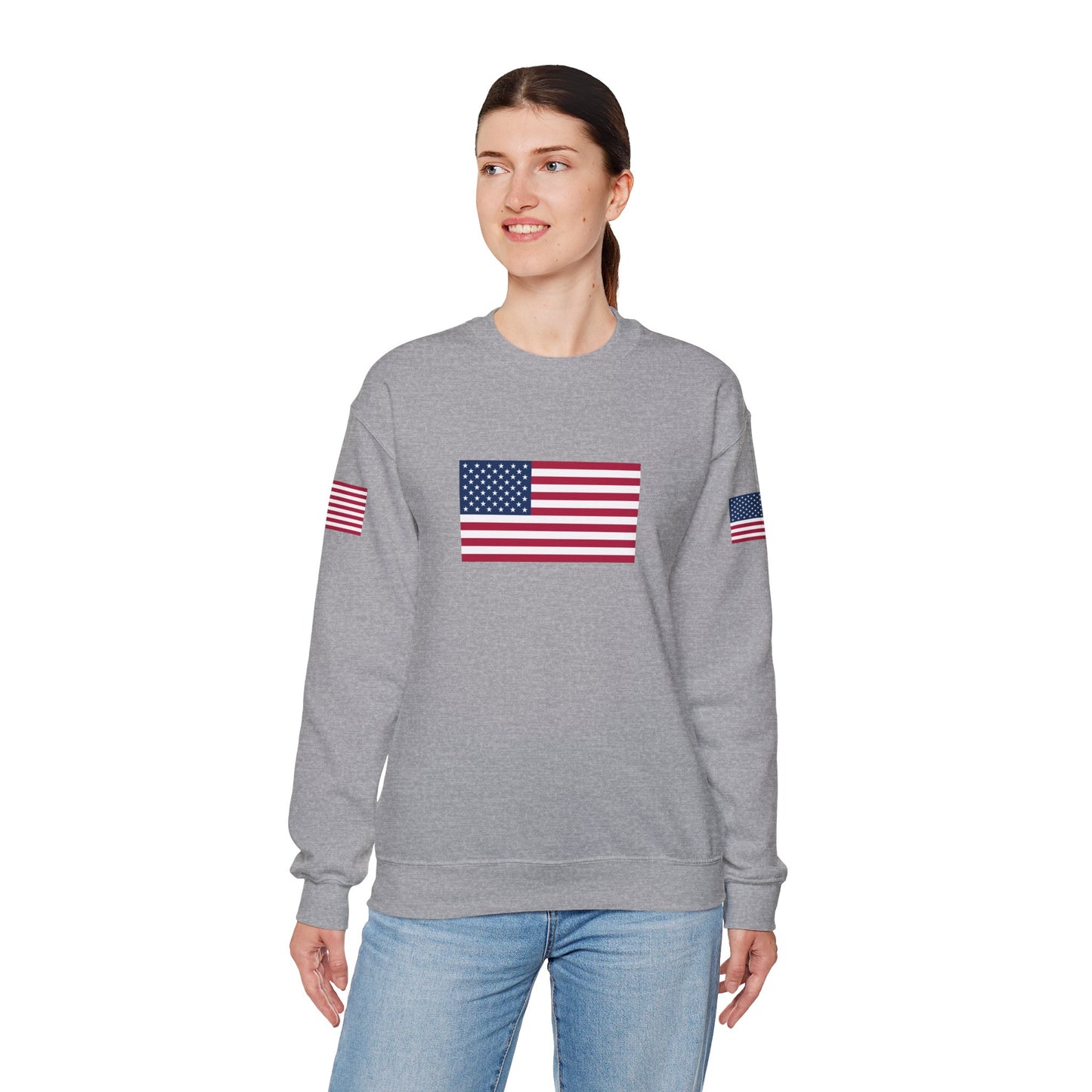 Princess Grace Patriotic Unisex Crewneck Sweatshirt with American Flags