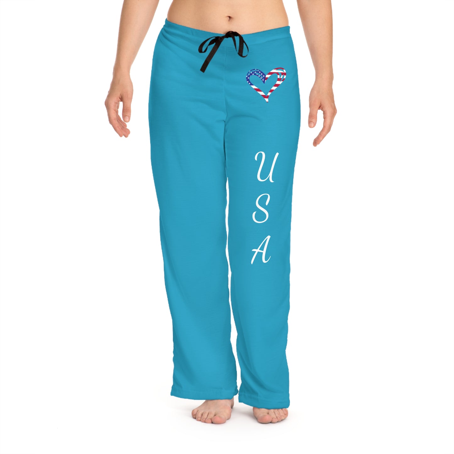 Princess Grace Patriotic Pajama Pants with Heart Design USA Theme