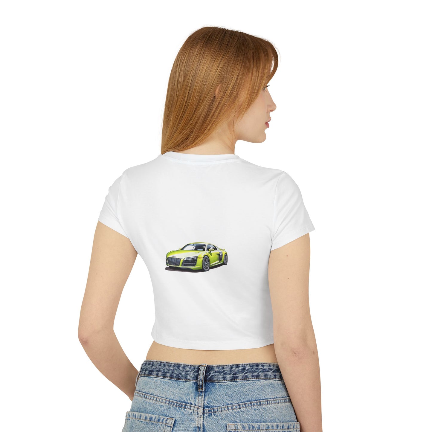 Princess Grace Hot Wheels Women's Baby Tee Trendy Car Graphic Shirt for Auto Enthusiasts