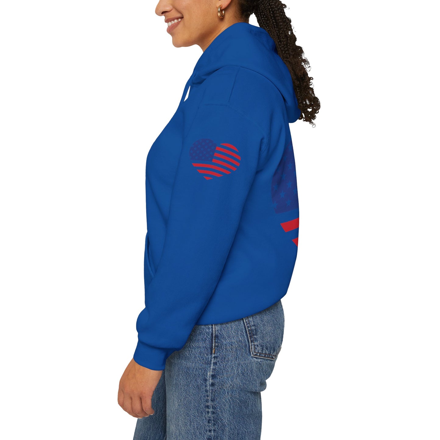 Princess Grace Patriotic Heart Design Unisex Hoodie Perfect for Holidays and Celebrations