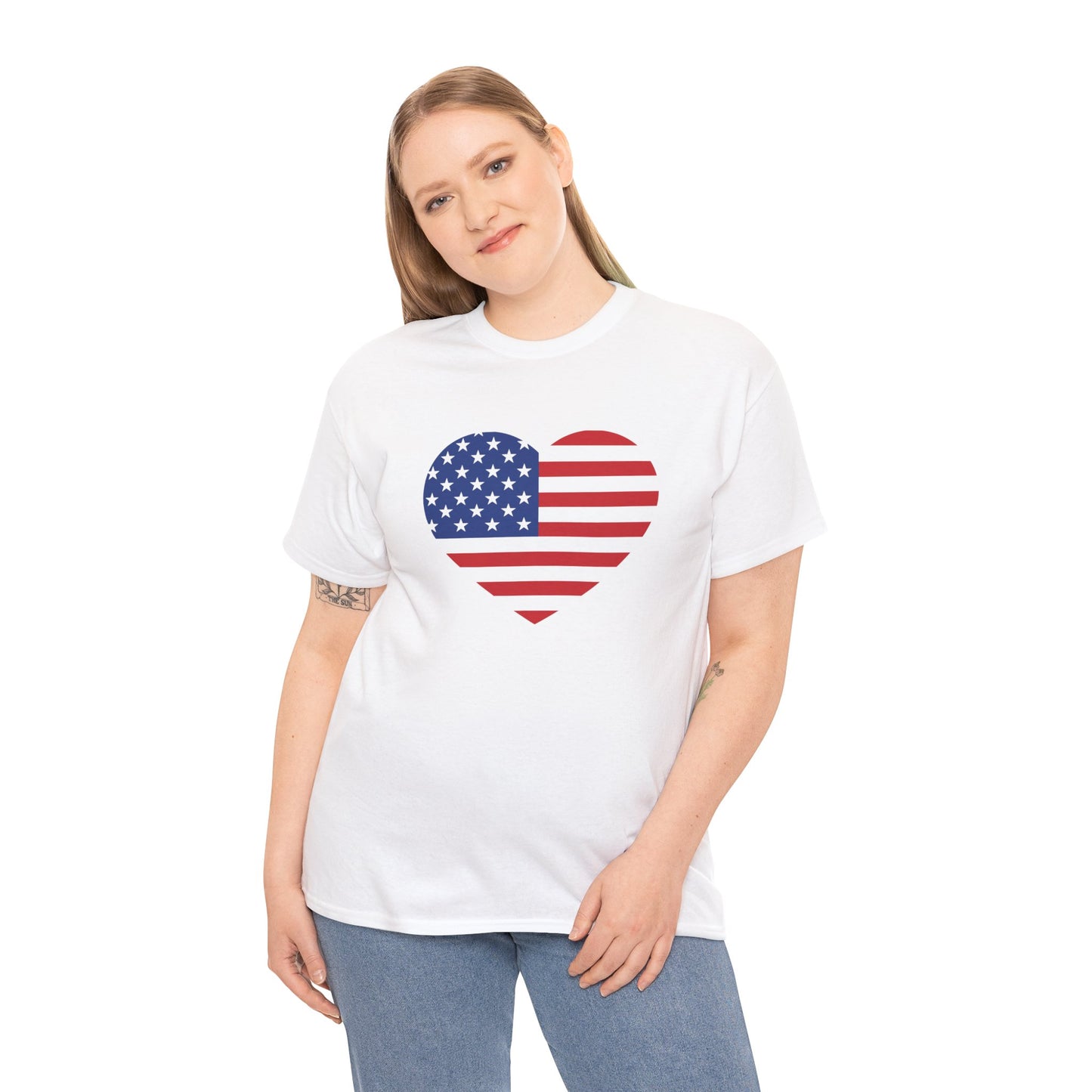 Princess Grace Patriotic Heart Unisex Heavy Cotton Tee Celebrate Freedom in Style
