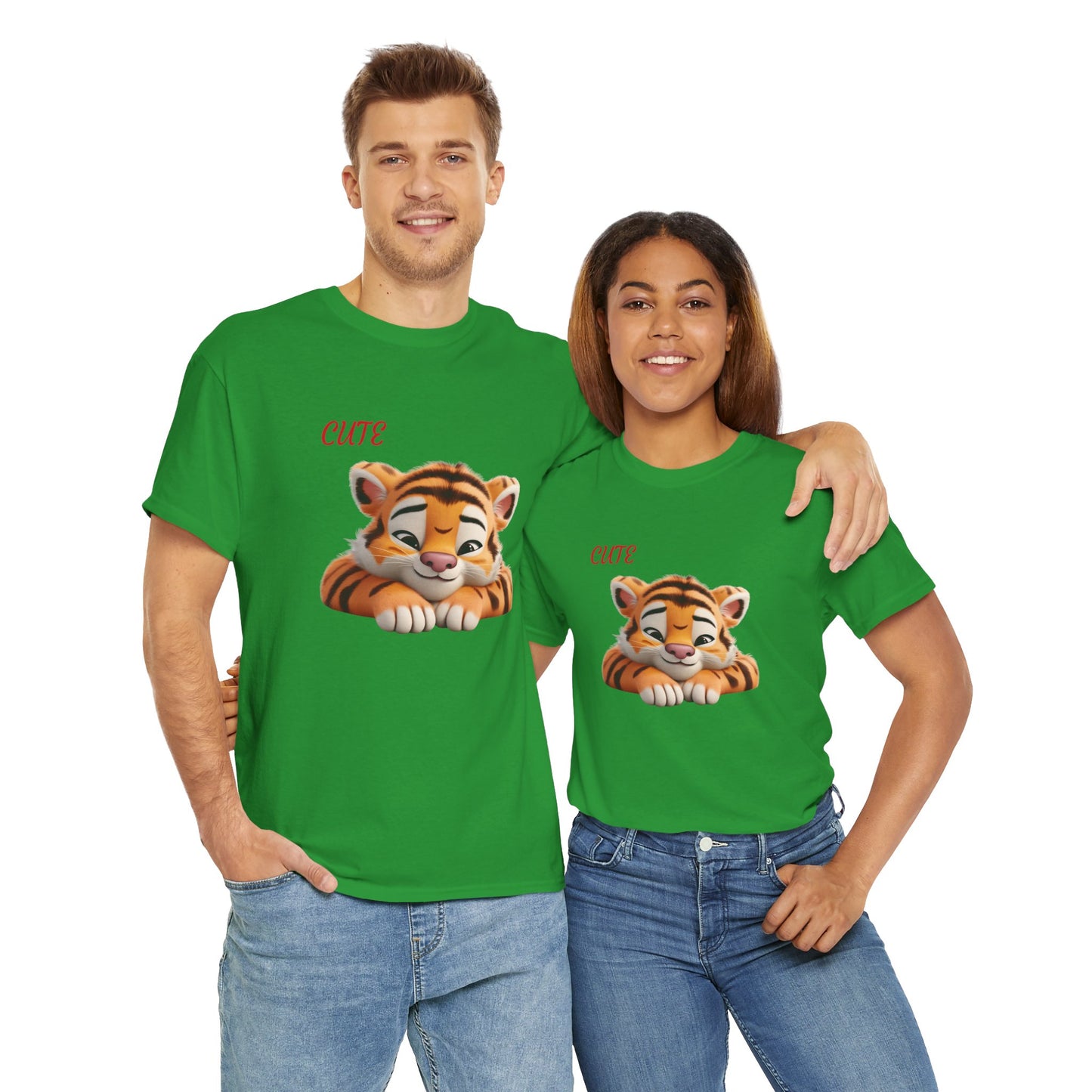 Princess Grace Cute Tiger Graphic Unisex Heavy Cotton Tee Perfect for Animal Lovers and Everyday Comfort