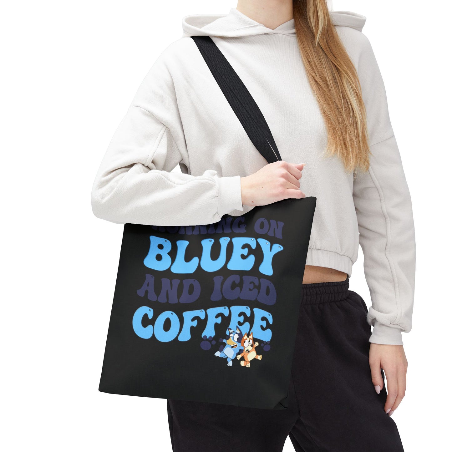 Princess Grace Running on Bluey and Iced Coffee Tote Bag Fun & Functional for Moms and Kids