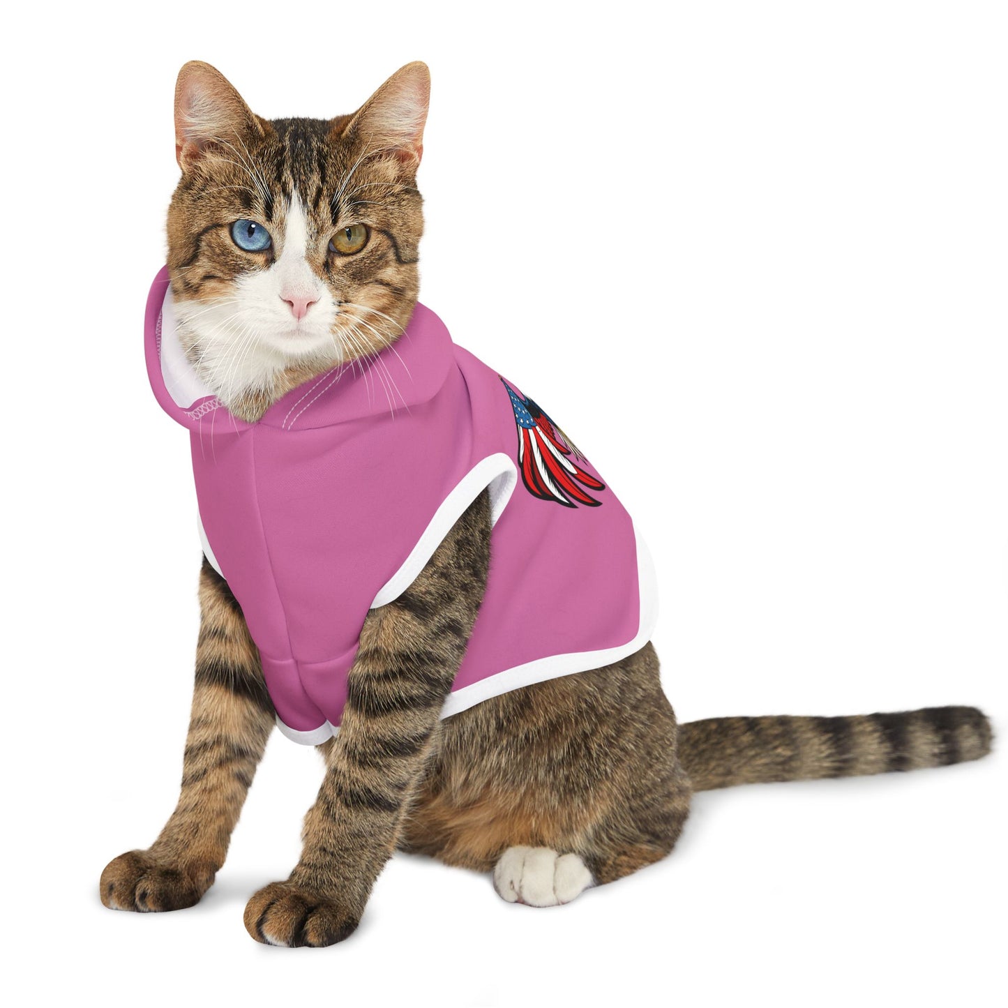 Princess Grace Patriotic Eagle Pet Hoodie Cute Pink Dog Apparel for Holidays