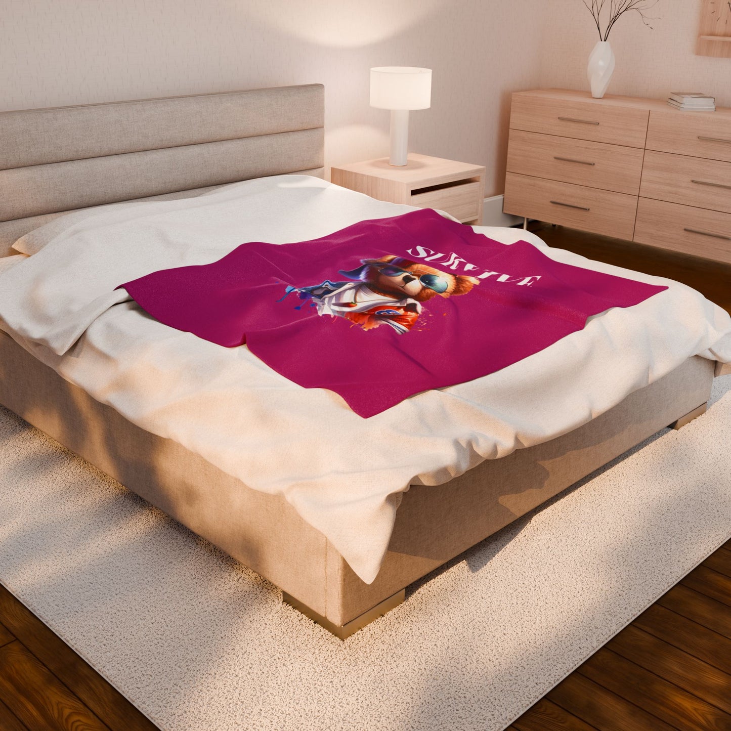 Princess Grace Survive Bear Design Velveteen Plush Blanket