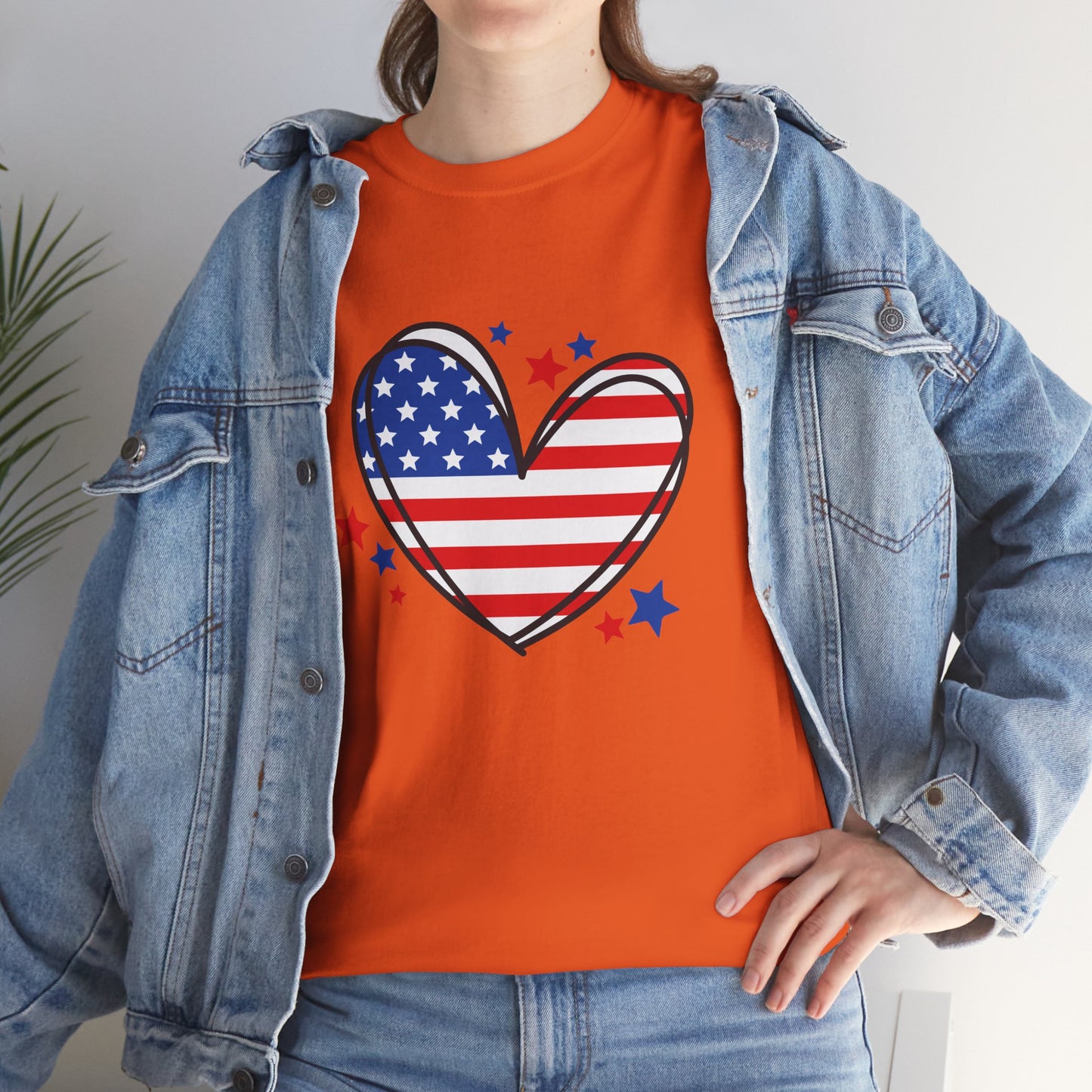 Princess Grace Patriotic Heart Unisex Heavy Cotton Tee USA Love T-Shirt