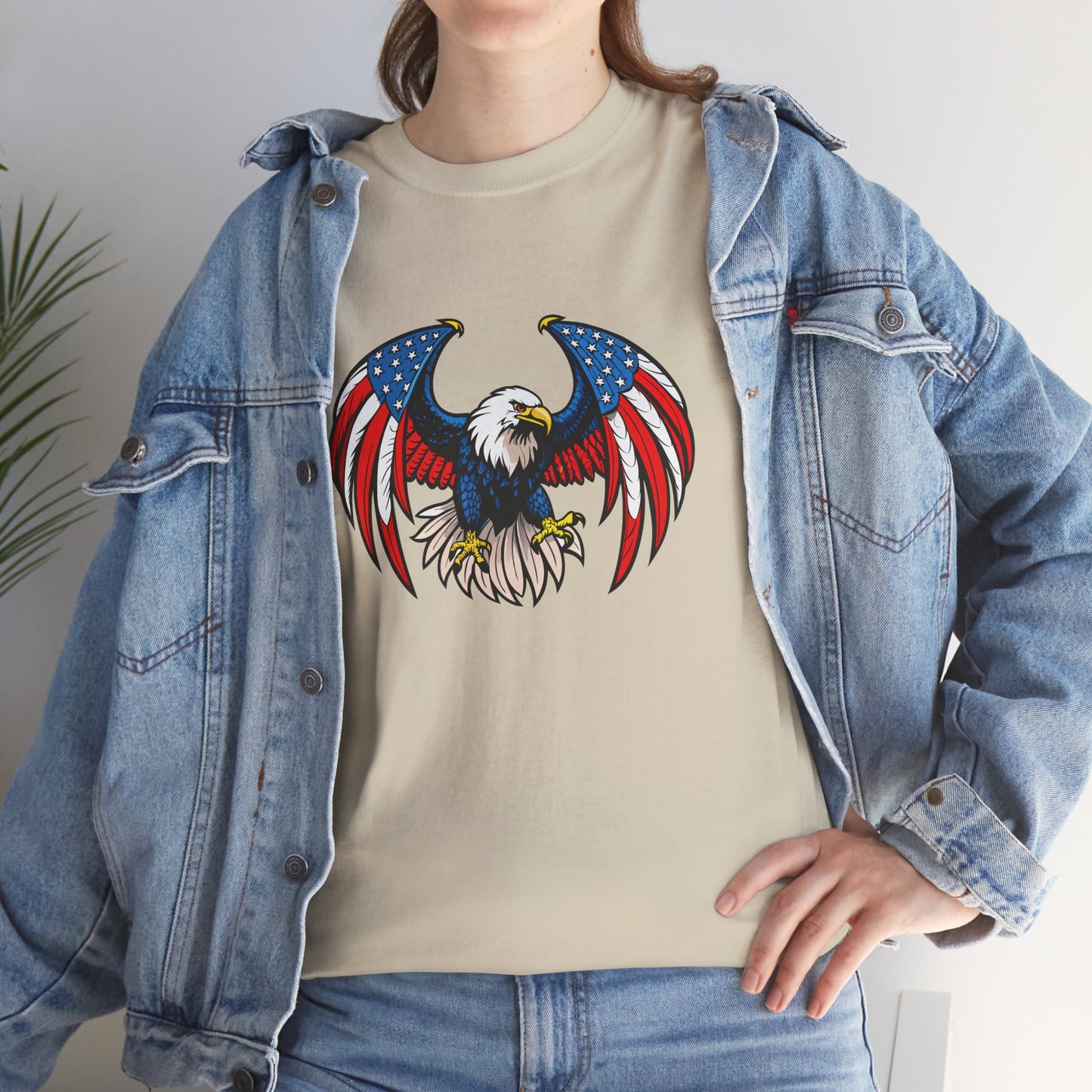 Princess Grace Patriotic Eagle Unisex Heavy Cotton Tee 4th of July Graphic T-Shirt