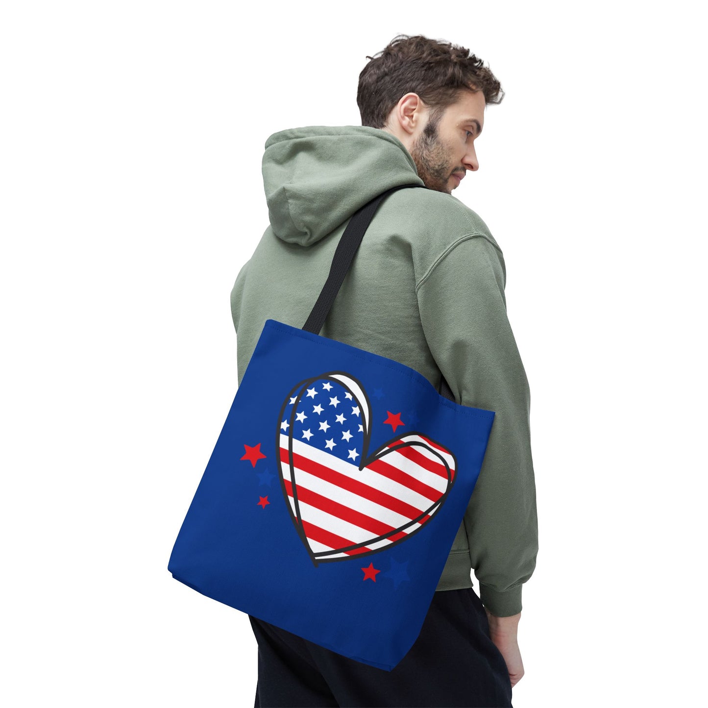 Princess Grace Patriotic Heart Tote Bag USA Flag Design for Independence Day