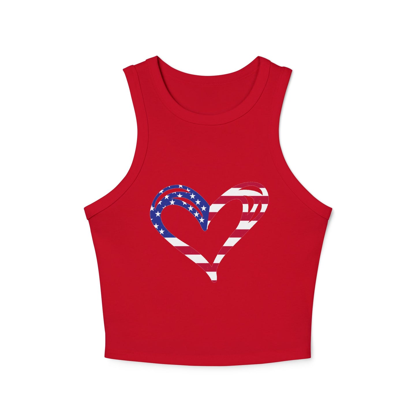 Princess Grace Patriotic Heart Women's Micro Rib Racer Tank Top USA Love Tank 4th of July Celebration