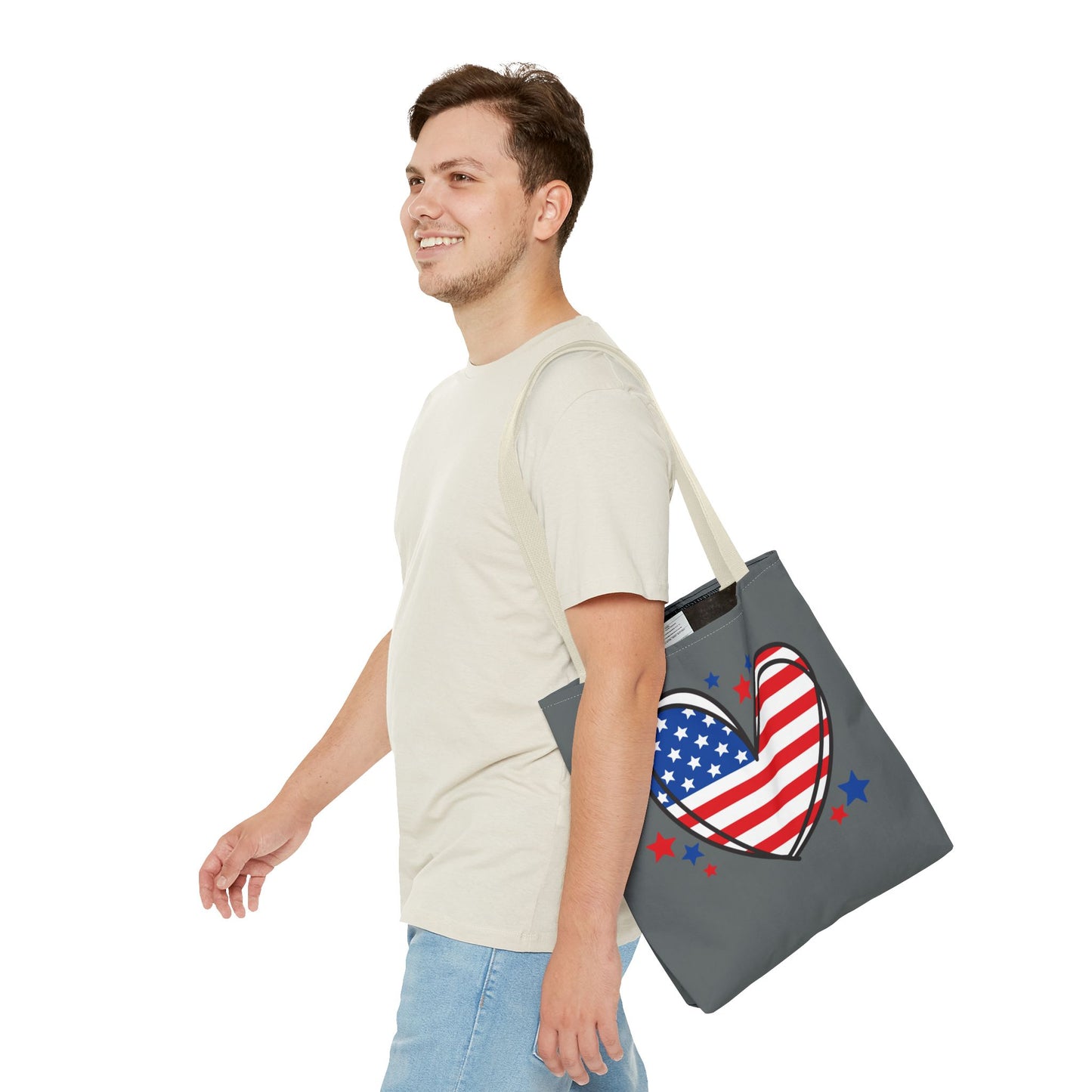 Princess Grace Patriotic Heart Tote Bag USA Flag Love