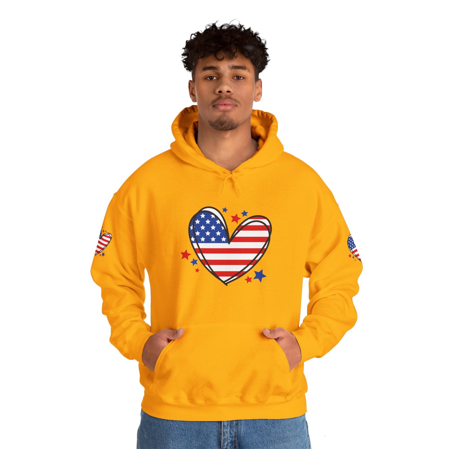Princess Grace Patriotic Heart Hoodie Unisex Heavy Blend Hooded Sweatshirt for Independence Day & Year Round Love