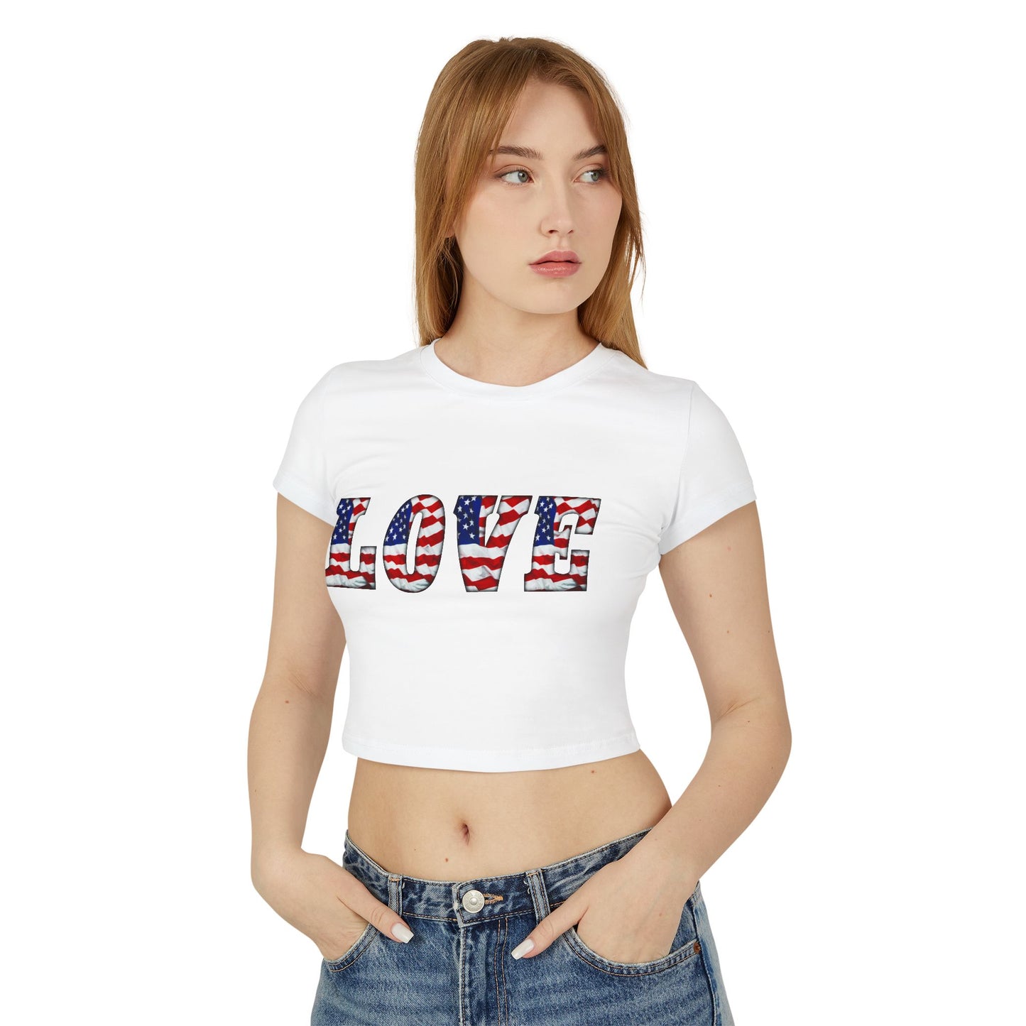 Princess Grace Patriotic Love Women's Baby Tee USA Flag Design
