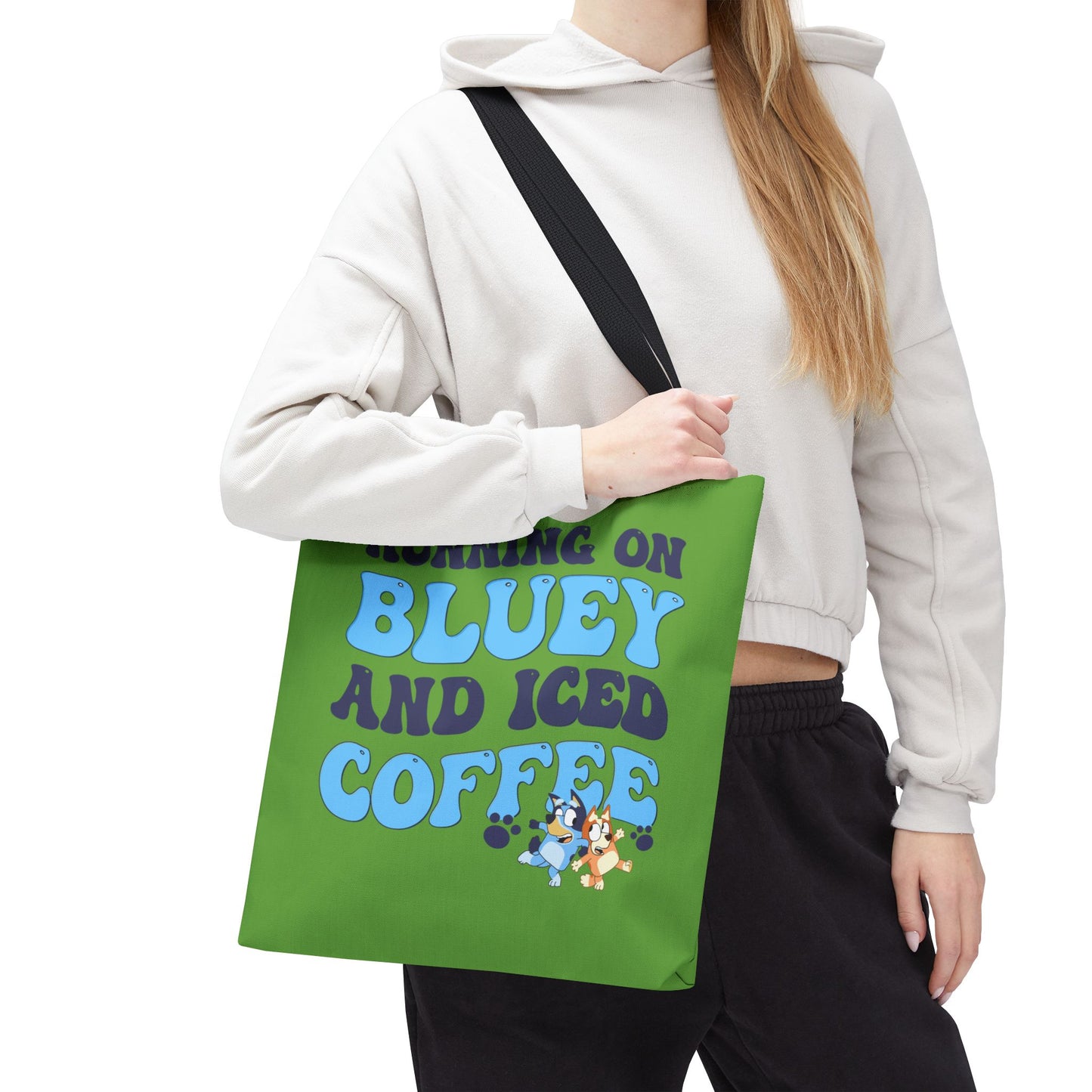 Princess Grace Bluey Coffee Lover Tote Bag Running on Bluey and Iced Coffee