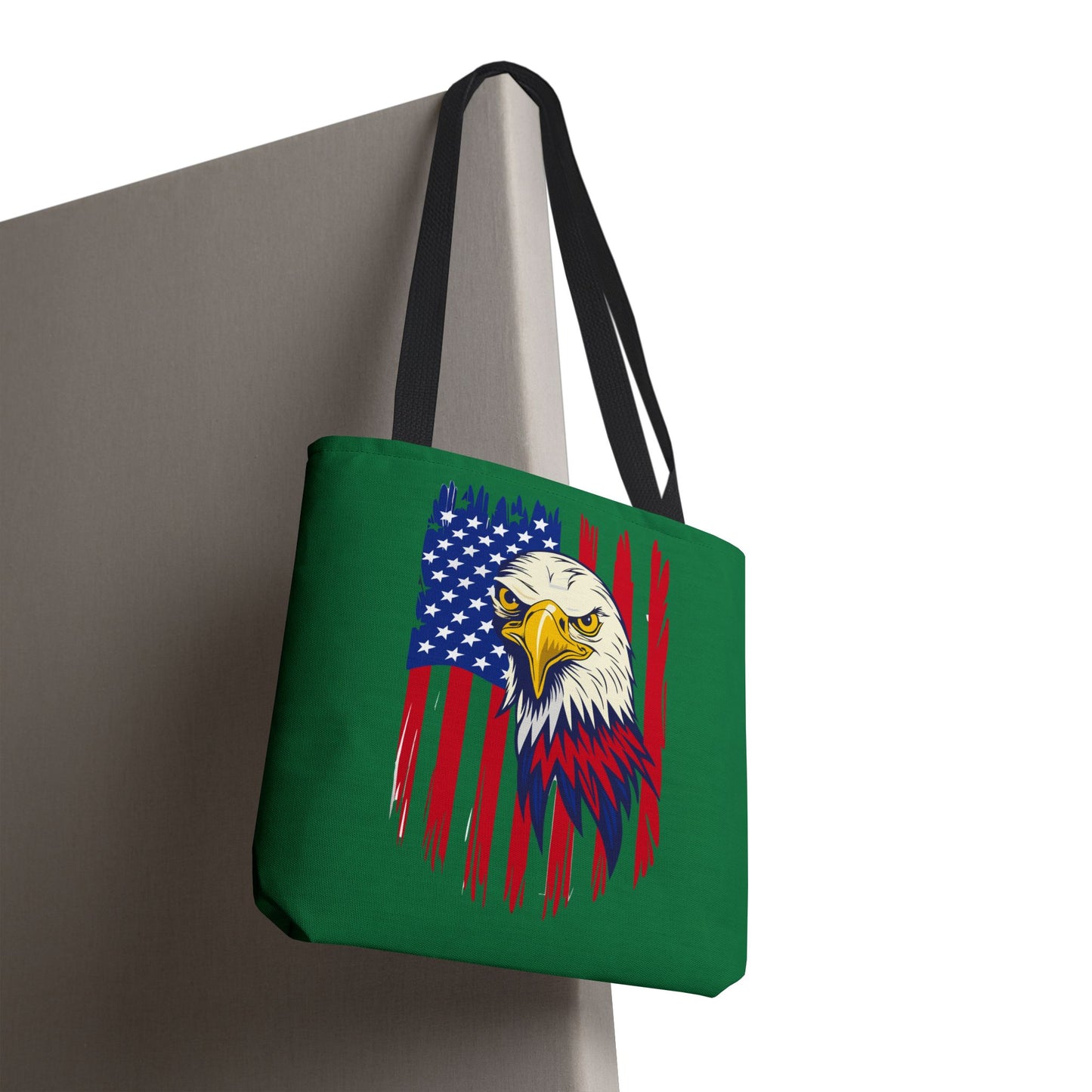 Princess Grace Eagle American Flag Tote Bag Patriotic Green Carryall for Celebrations