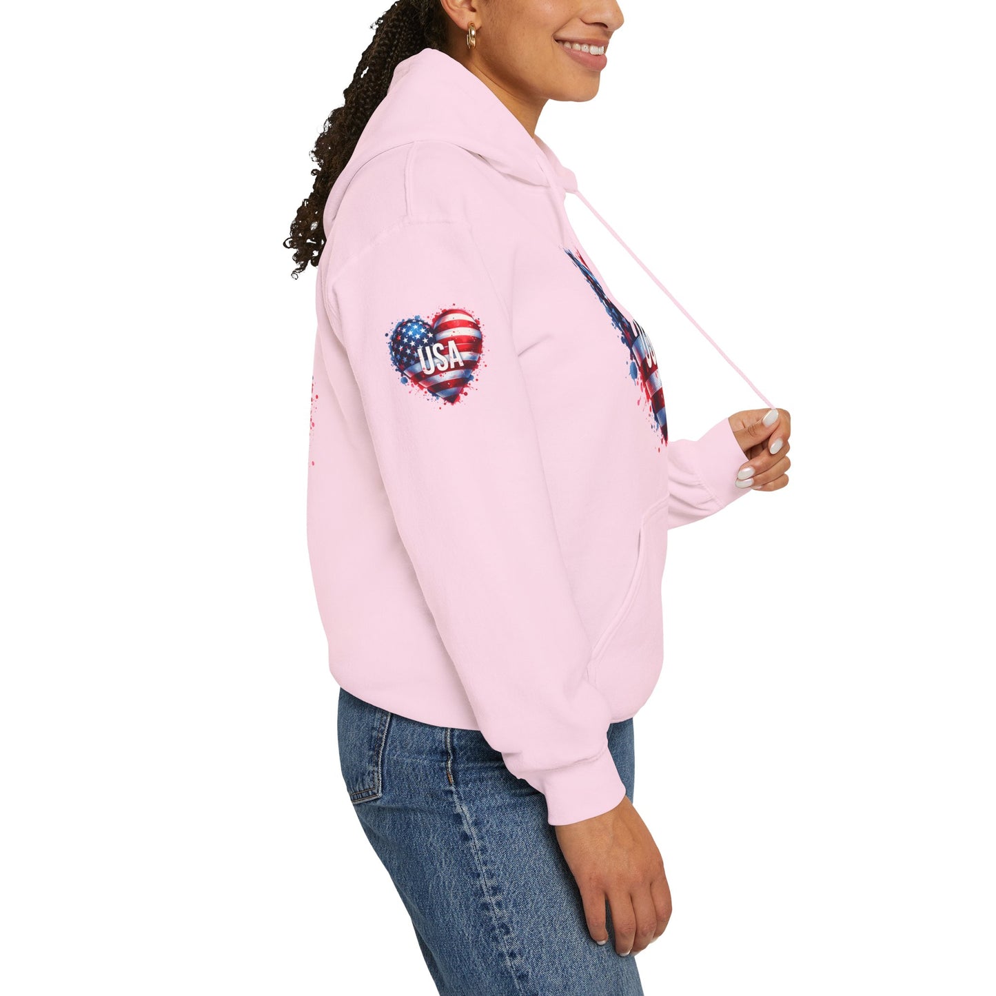 Princess Grace Patriotic Heart Hoodie for USA Lovers Unisex Heavy Blend