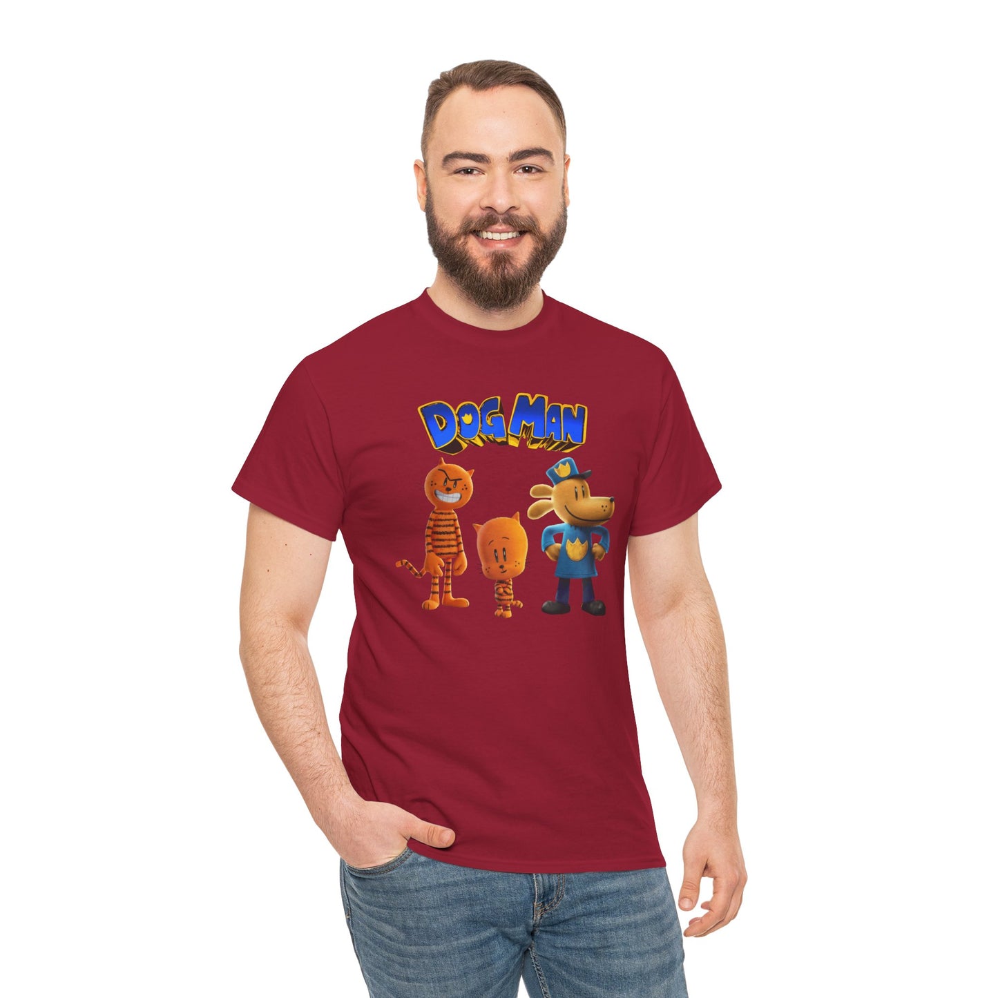 Princess Grace Dog Man Cartoon Unisex Heavy Cotton Tee Fun Graphic Tee for Kids and Fans