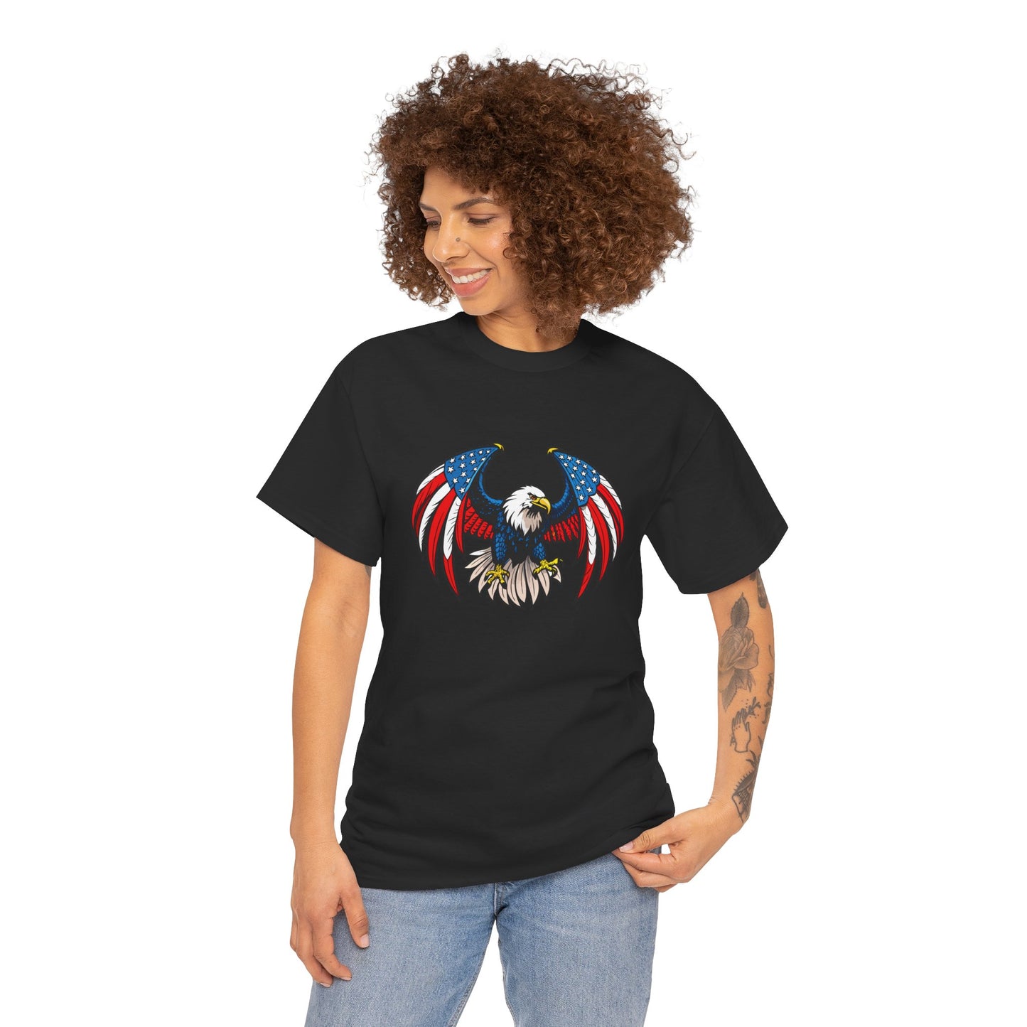 Princess Grace Patriotic Eagle Unisex Heavy Cotton Tee 4th of July Graphic T-Shirt