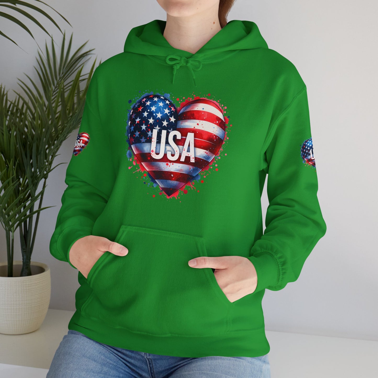 Princess Grace Patriotic Heart Hoodie for USA Lovers Unisex Heavy Blend