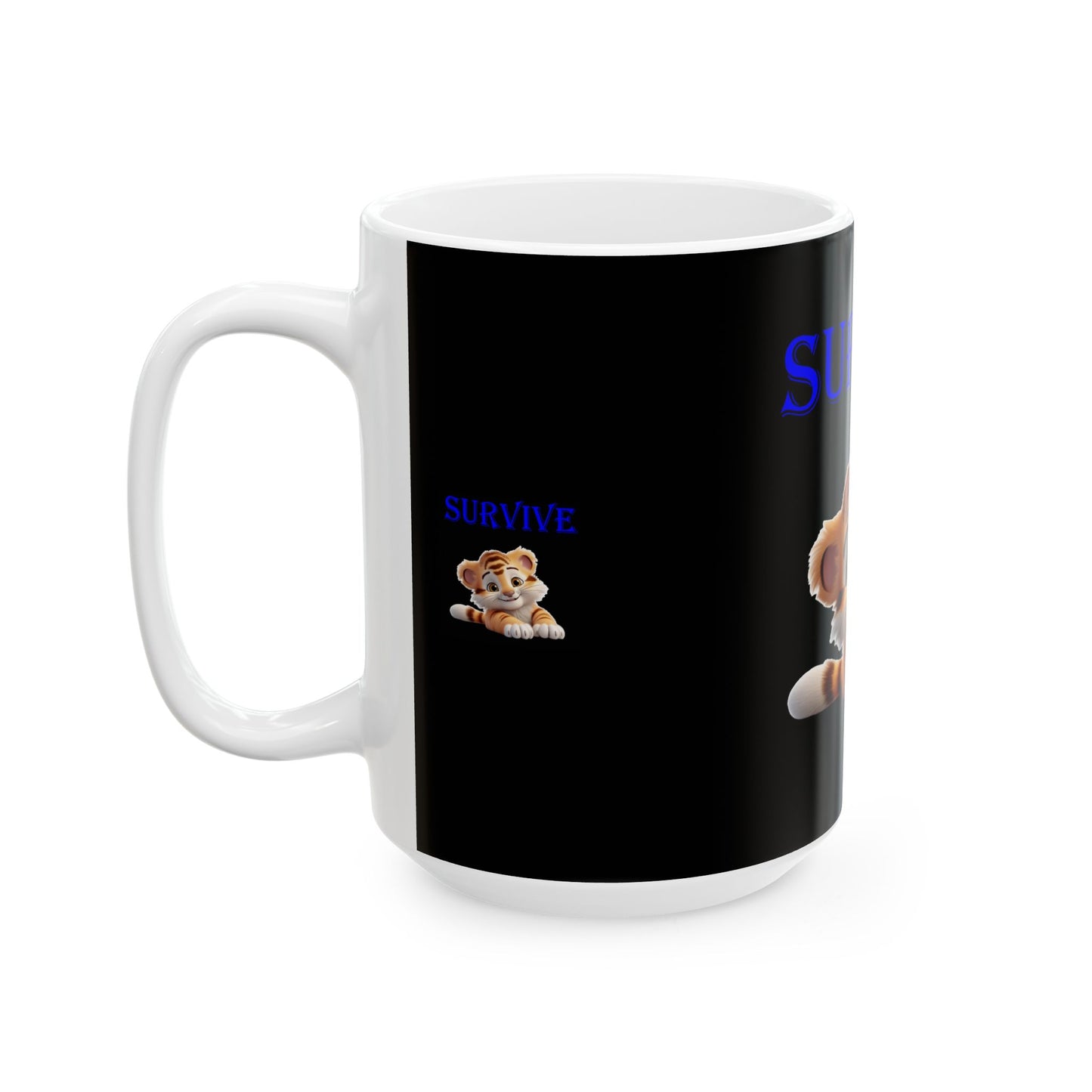 Princess Grace Survive Cute Tiger Survive Ceramic Mug Fun Animal Coffee Cup for Kids & Adults