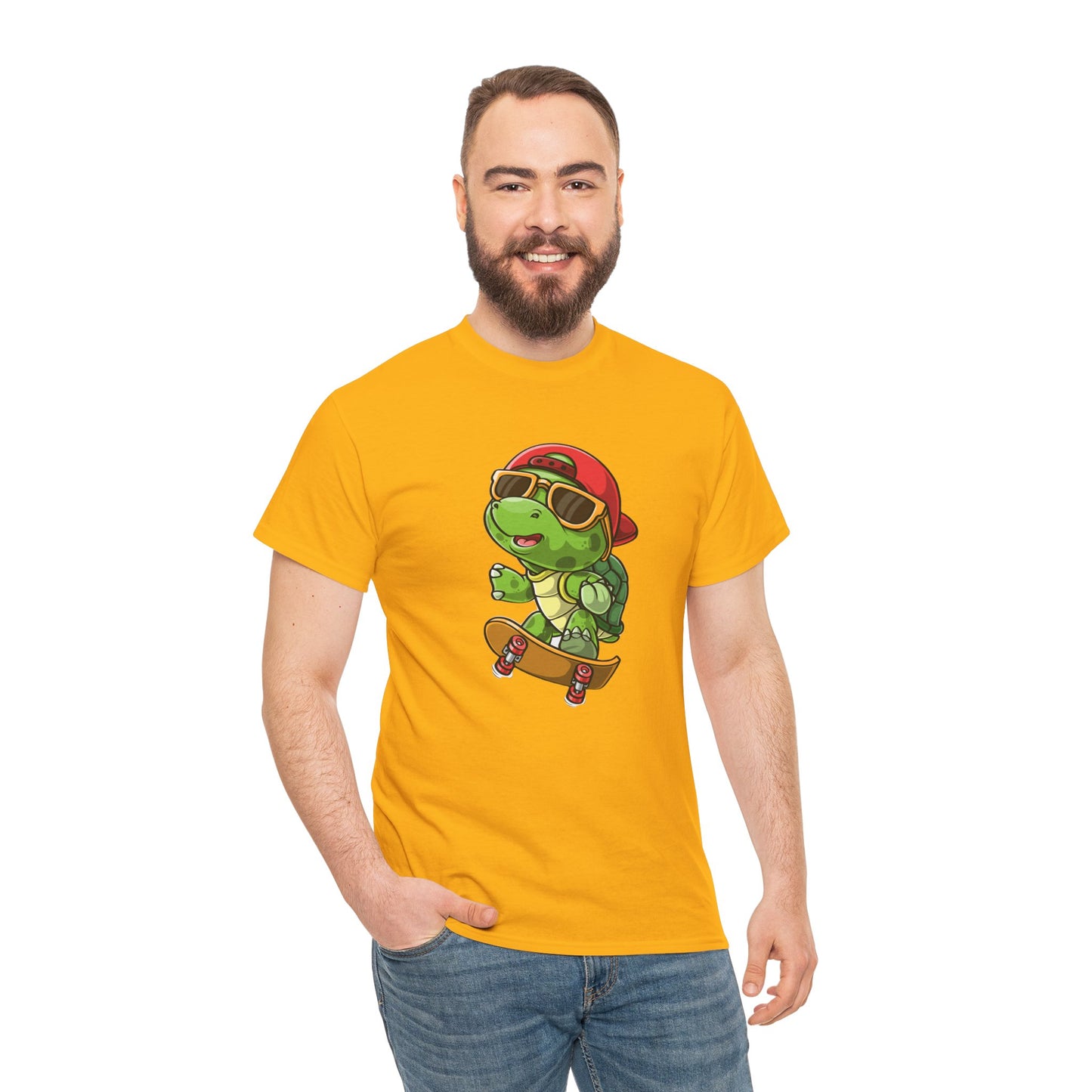 Princess Grace Cool Skateboarding Turtle Unisex Heavy Cotton Tee