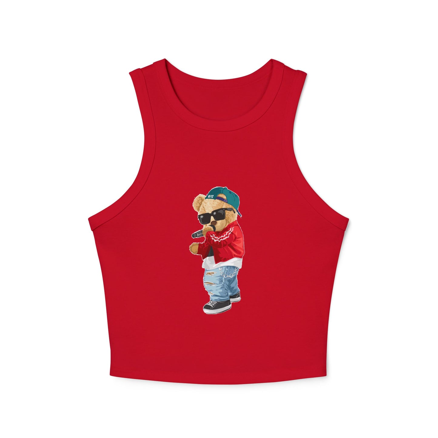 Princess Grace Cute Teddy Bear Graphic Racer Tank Top for Women