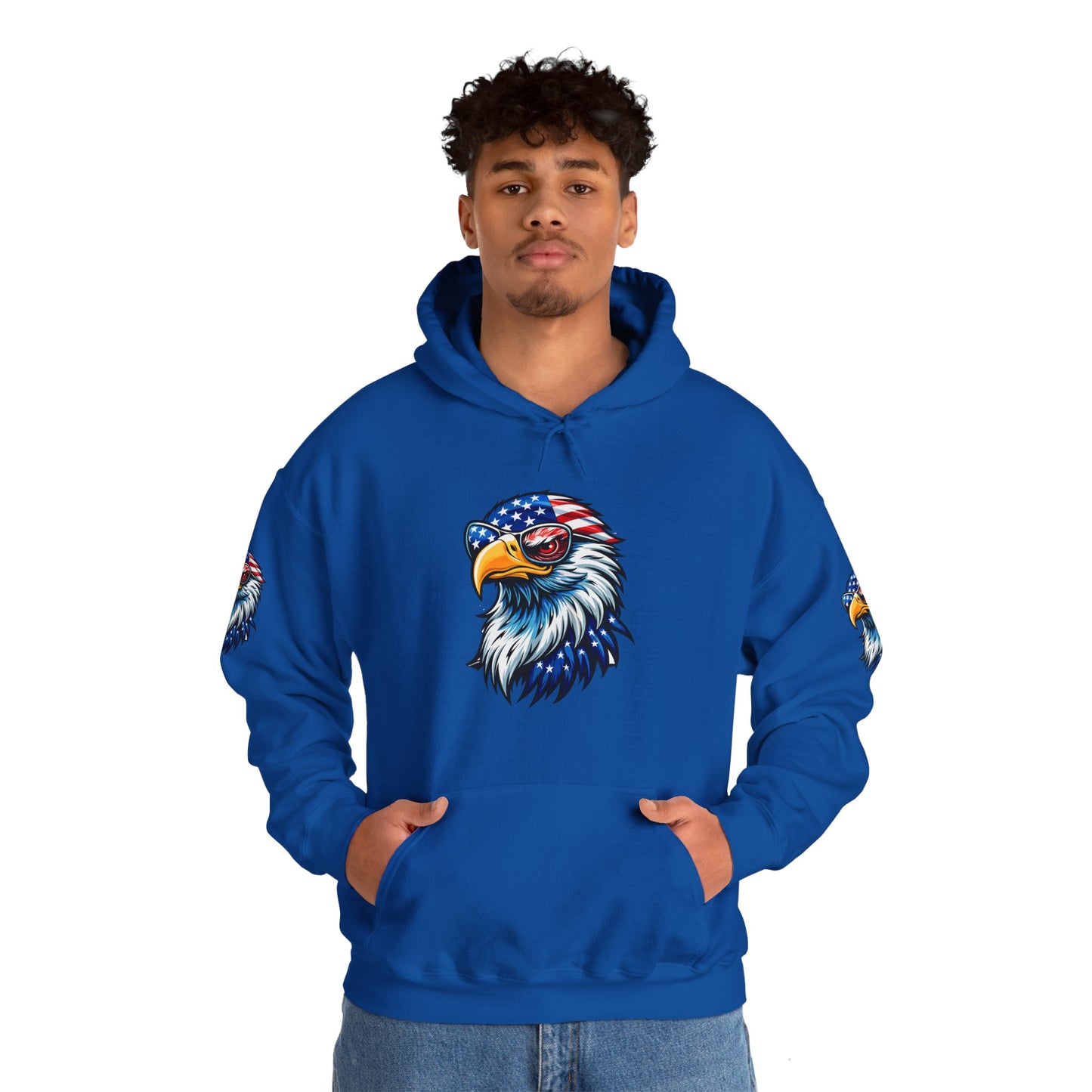 Princess Grace Patriotic Eagle Hoodie Unisex Heavy Blend Sweatshirt with USA Flag Design