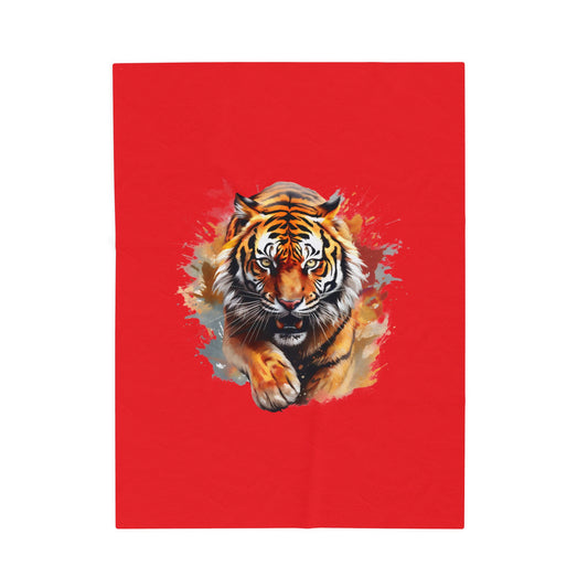 Princess Grace  Roaring Tiger Velveteen Plush Blanket  Cozy Home Decor for Animal Lovers