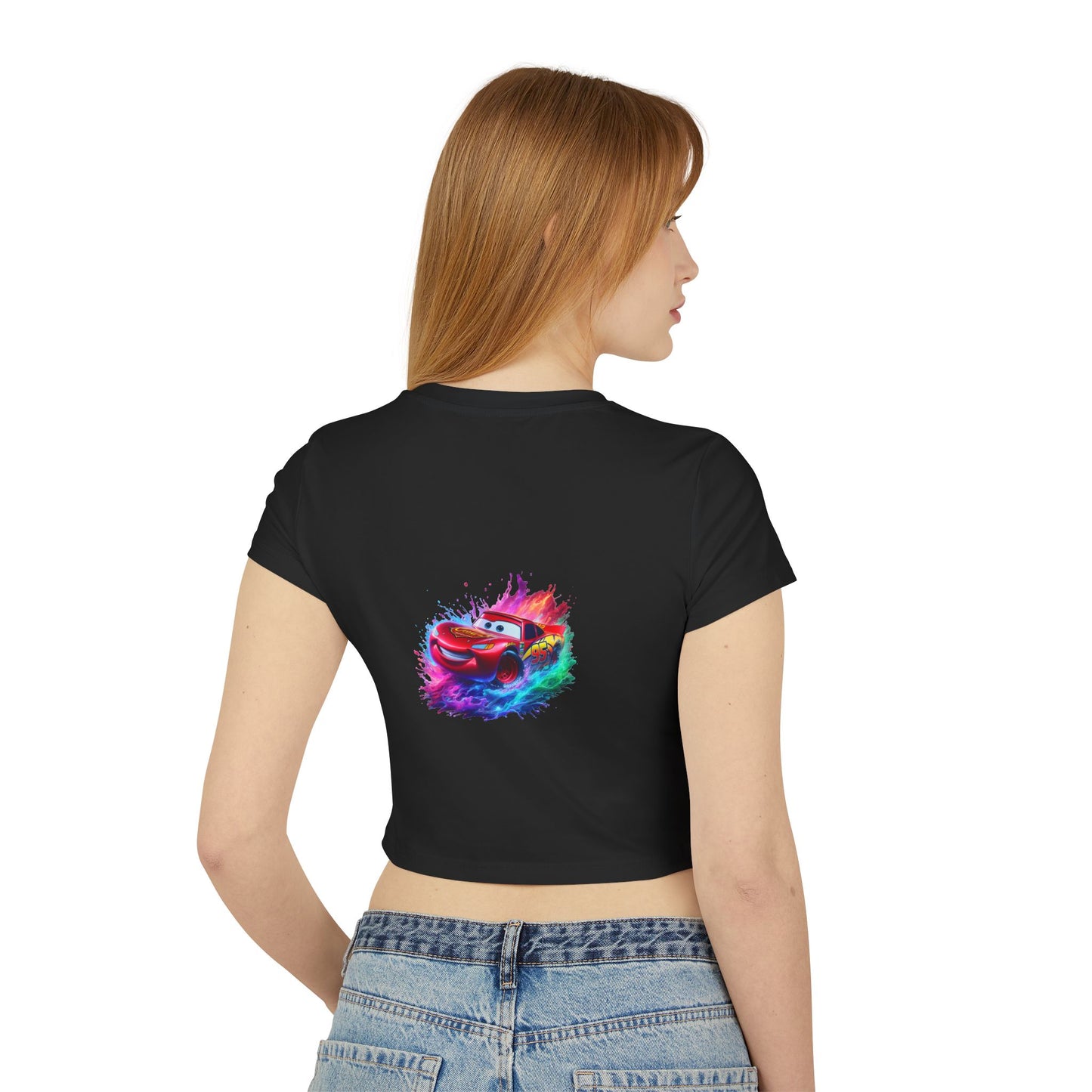Princess Grace Hot Wheels Women's Baby Tee Colorful Lightning McQueen Shirt