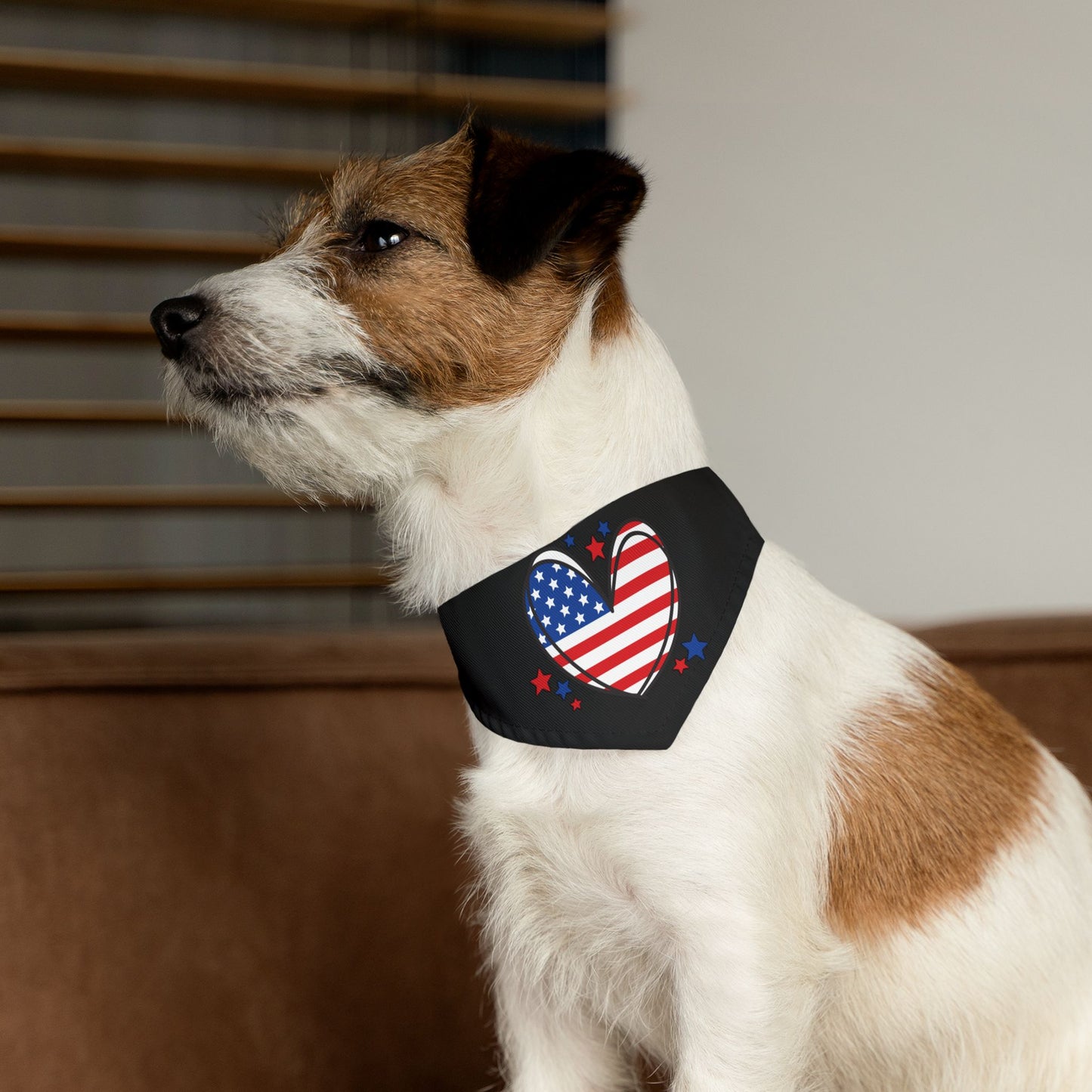 Princess Grace Patriotic Pet Bandana Collar Red, White & Blue Heart Design
