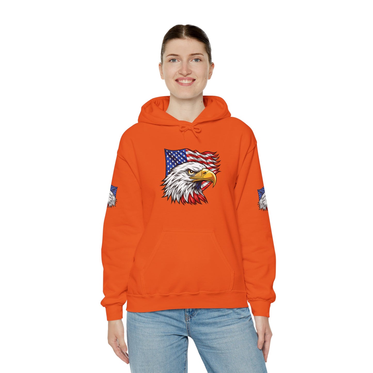 Princess Grace Patriotic Eagle Hoodie Unisex Heavy Blend Sweatshirt with American Flag Design