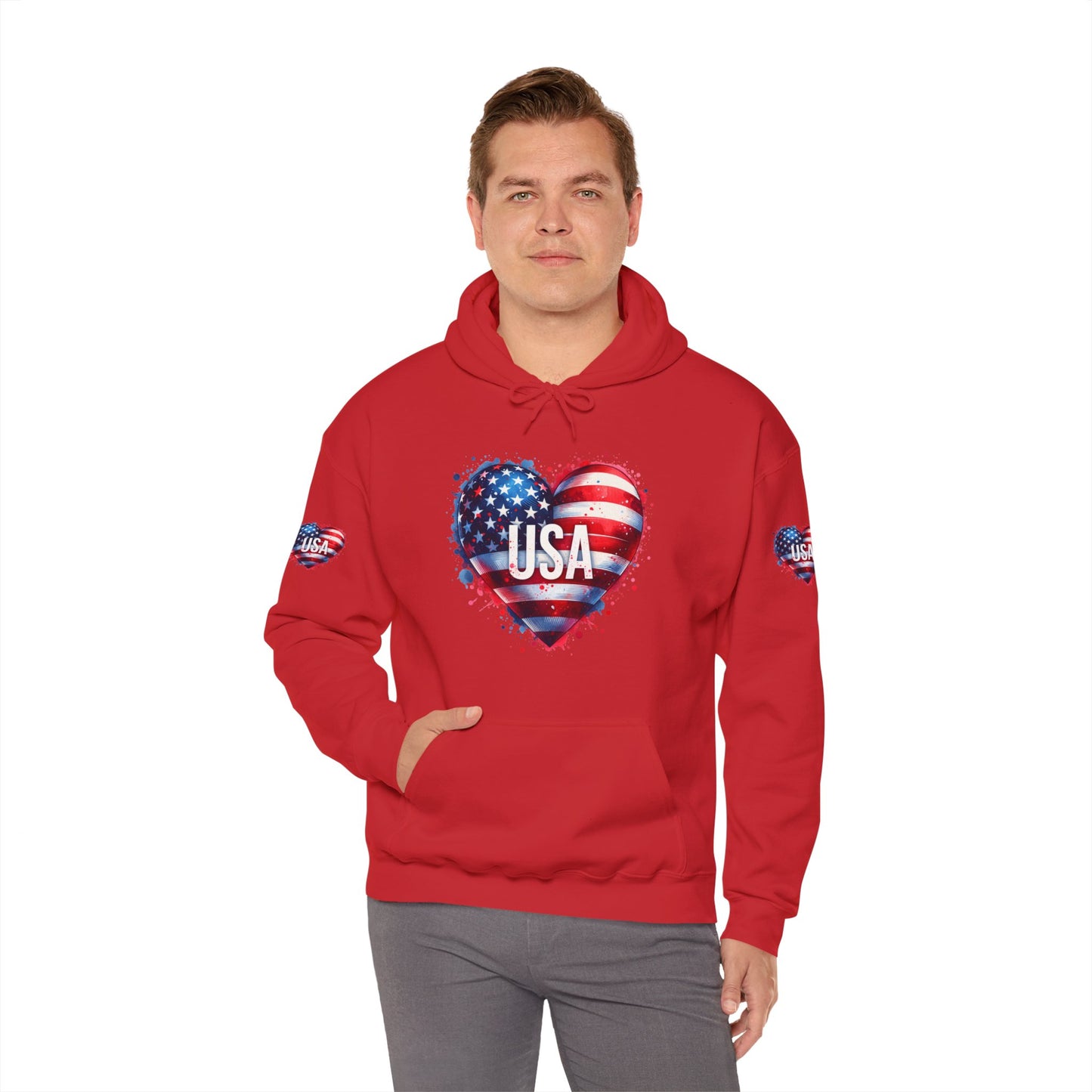 Princess Grace Patriotic Heart Hoodie for USA Lovers Unisex Heavy Blend