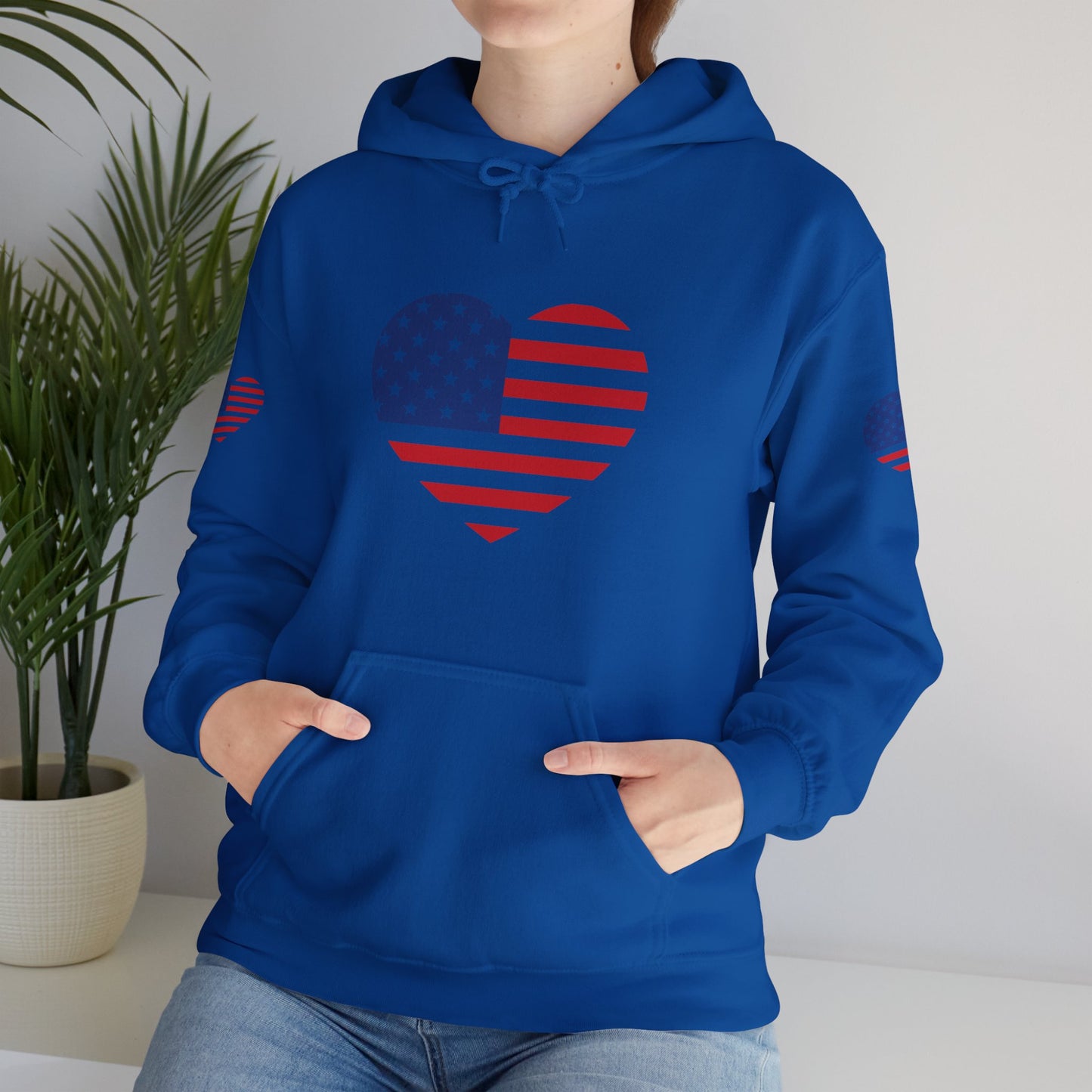 Princess Grace Patriotic Heart Design Unisex Hoodie Perfect for Holidays and Celebrations