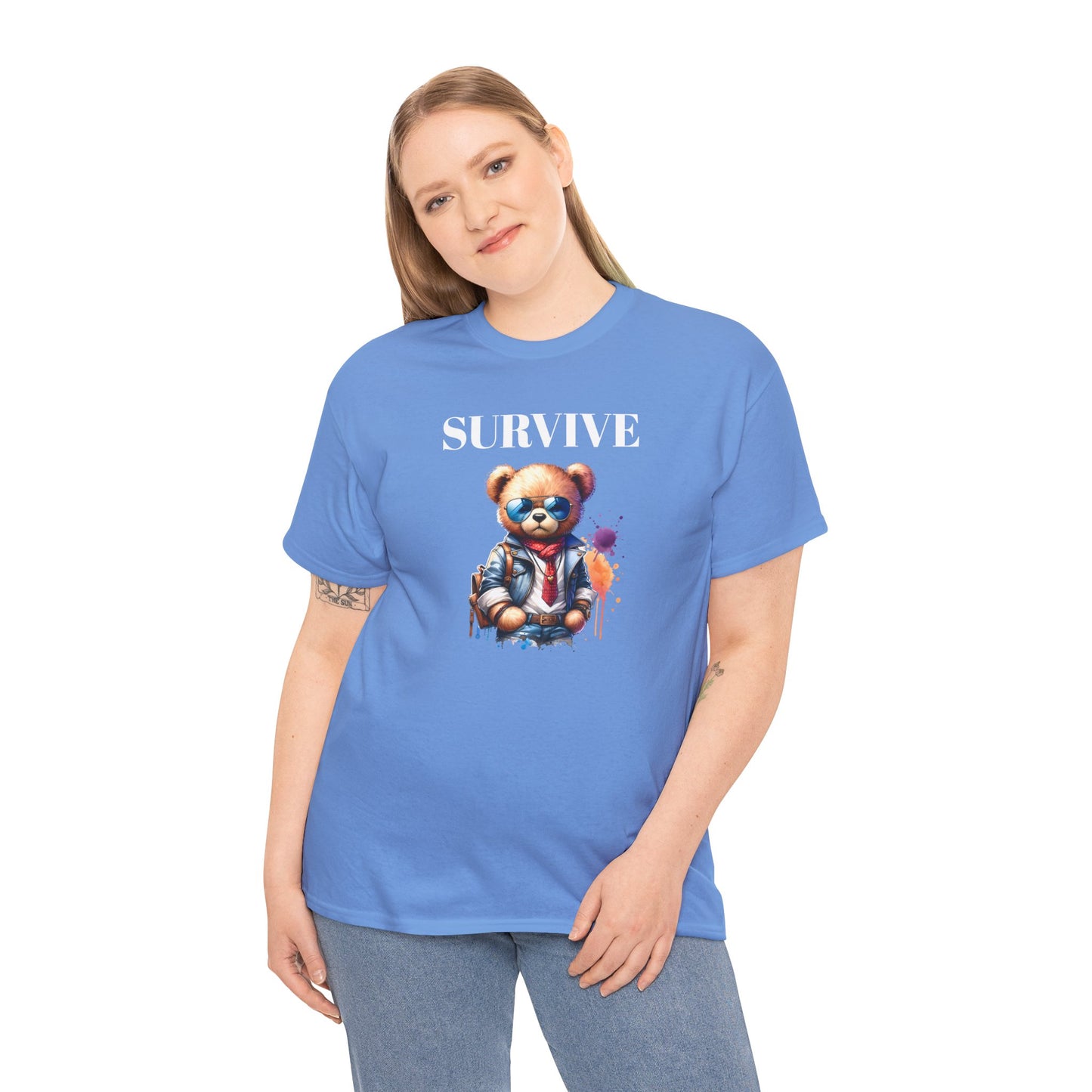 Princess Grace Survive Graphic Unisex Heavy Cotton Tee Streetwear Style with Bear Design