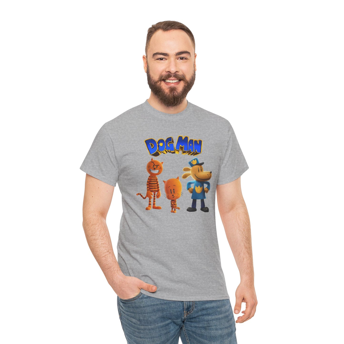 Princess Grace Dog Man Cartoon Unisex Heavy Cotton Tee Fun Graphic Tee for Kids and Fans