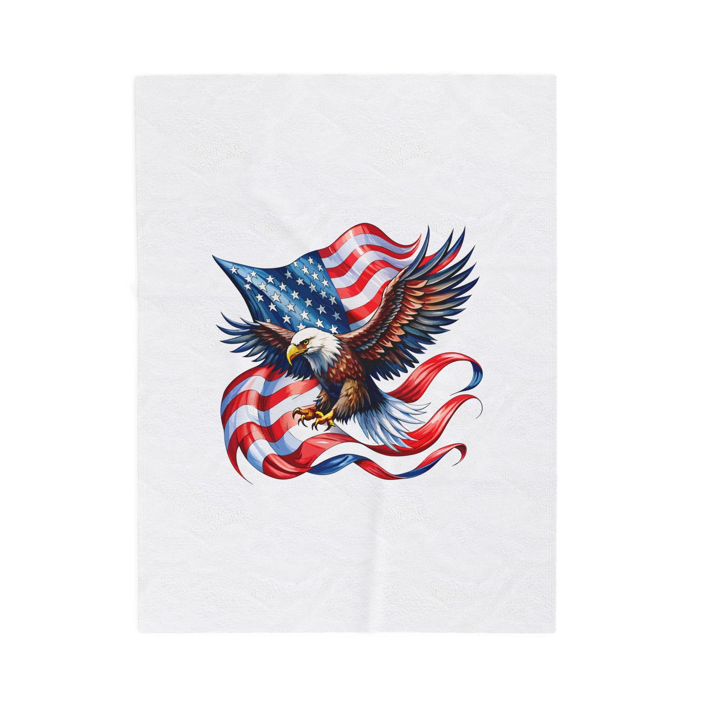 Princess Grace Patriotic Eagle Velveteen Plush Blanket Cozy USA Flag Throw for Independence Day and Memorial Day