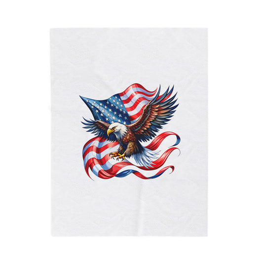 Princess Grace  Patriotic Eagle Velveteen Plush Blanket  Cozy USA Flag Throw for Independence Day and Memorial Day