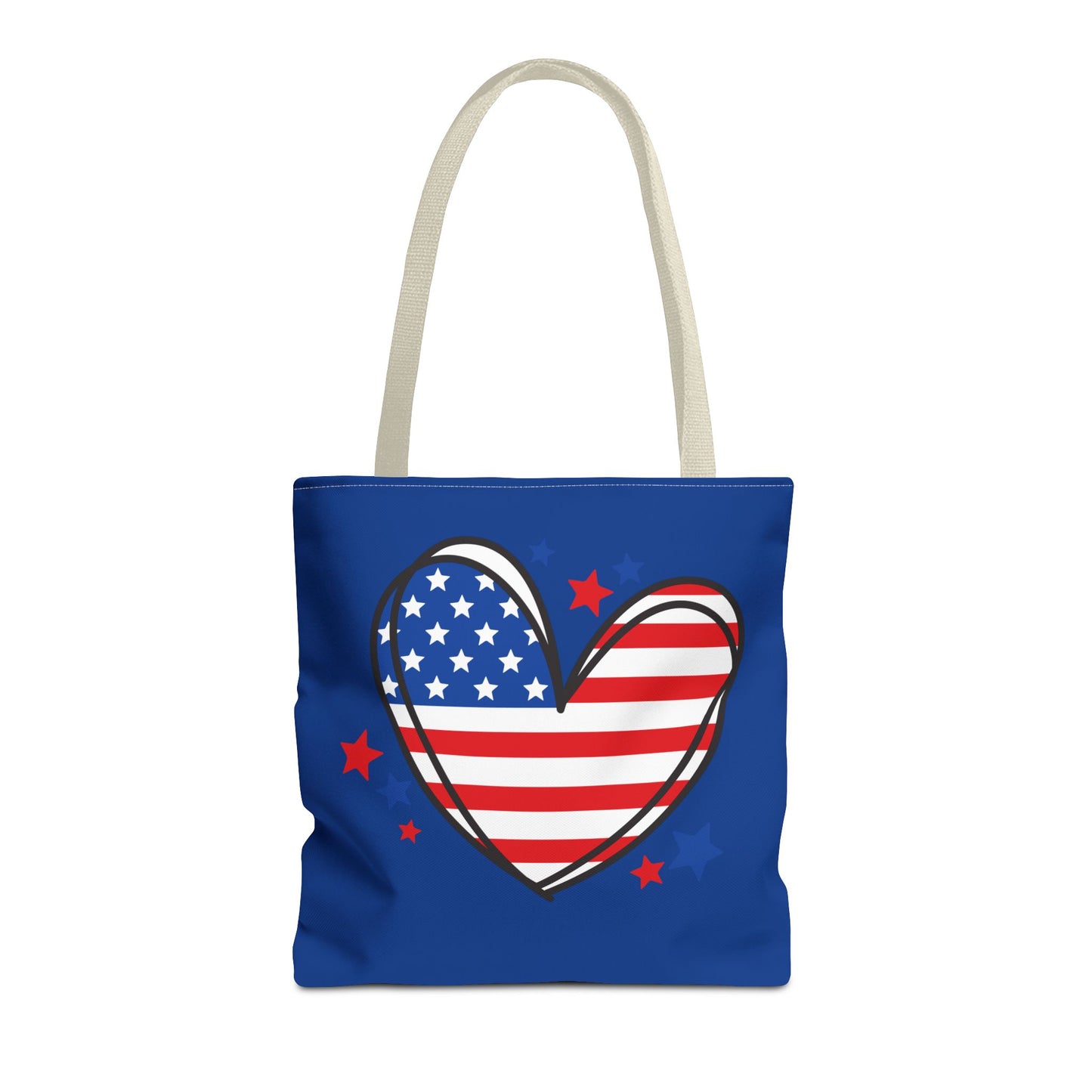 Princess Grace Patriotic Heart Tote Bag USA Flag Design for Independence Day
