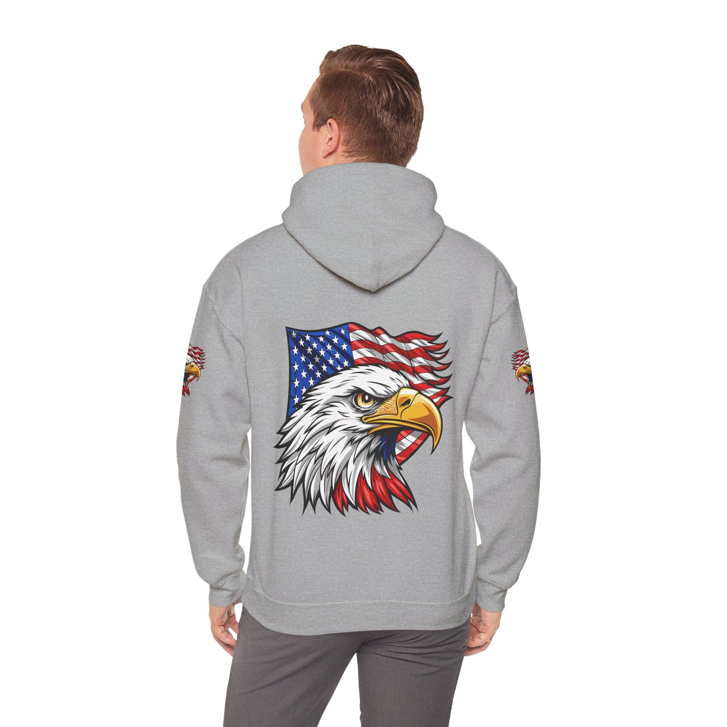 Princess Grace Patriotic Eagle Hoodie Unisex Heavy Blend Sweatshirt with American Flag Design