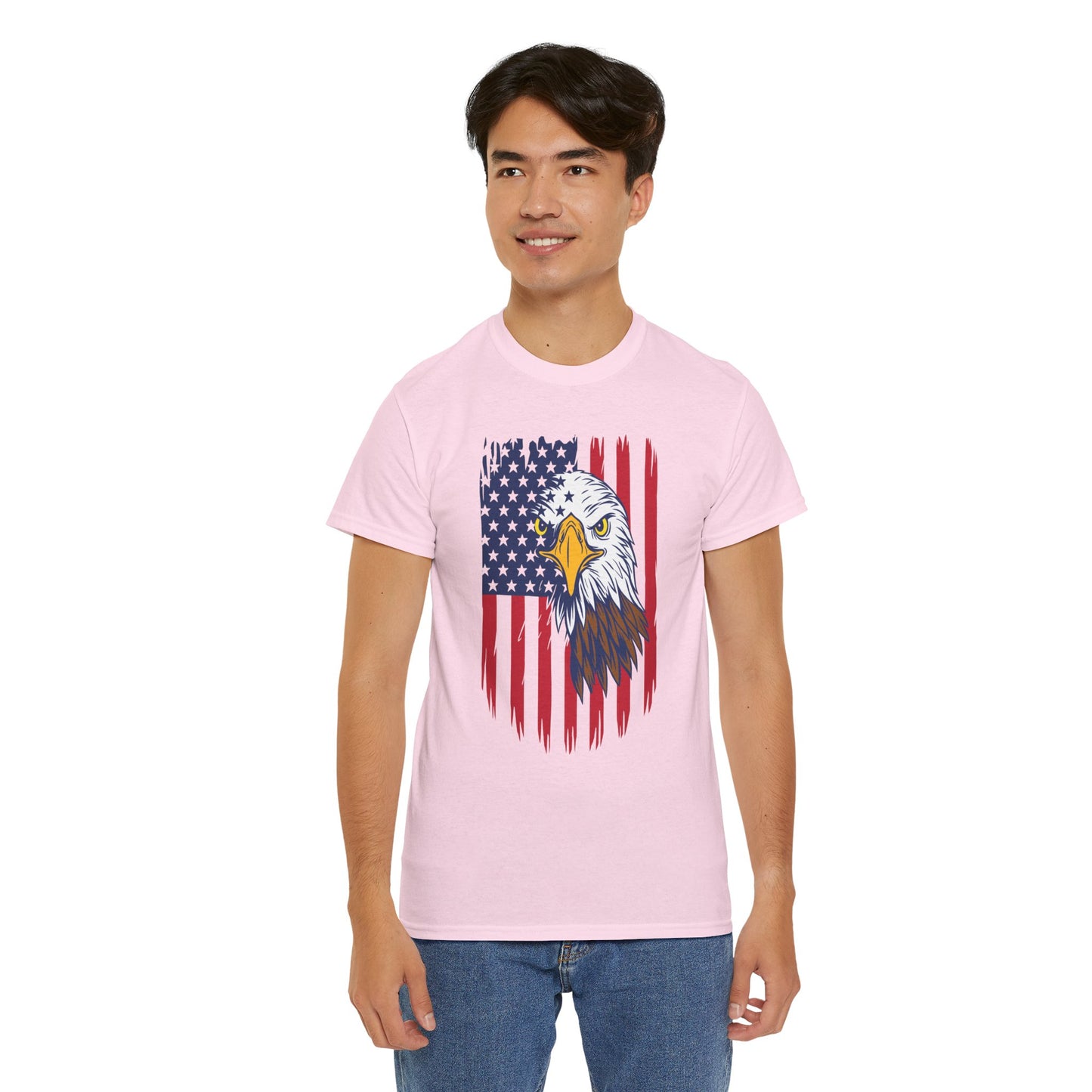 Princess Grace Eagle & American Flag Unisex Heavy Cotton Tee Patriotic Apparel for All Occasions