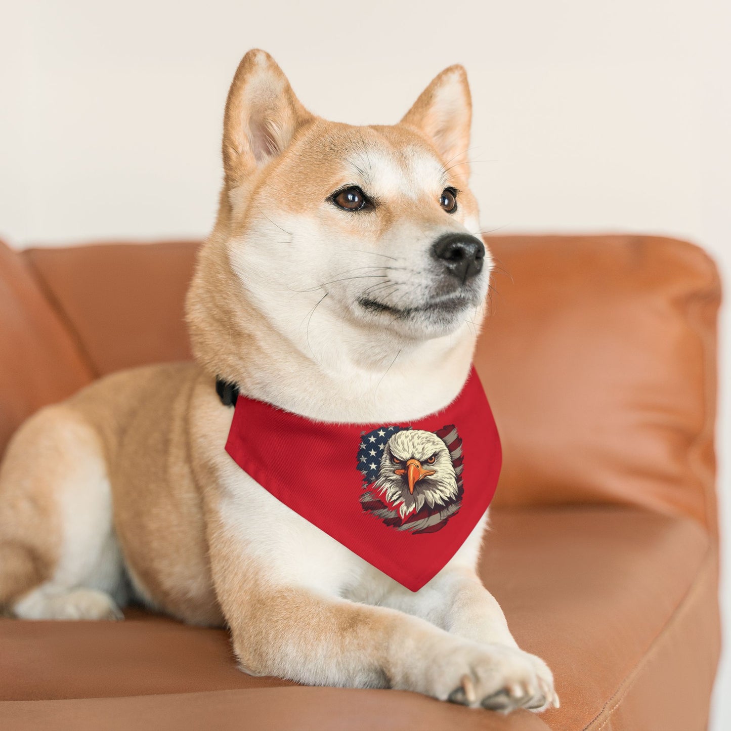 Princess Grace Patriotic Eagle Pet Bandana Collar Red USA Flag Design for Dogs