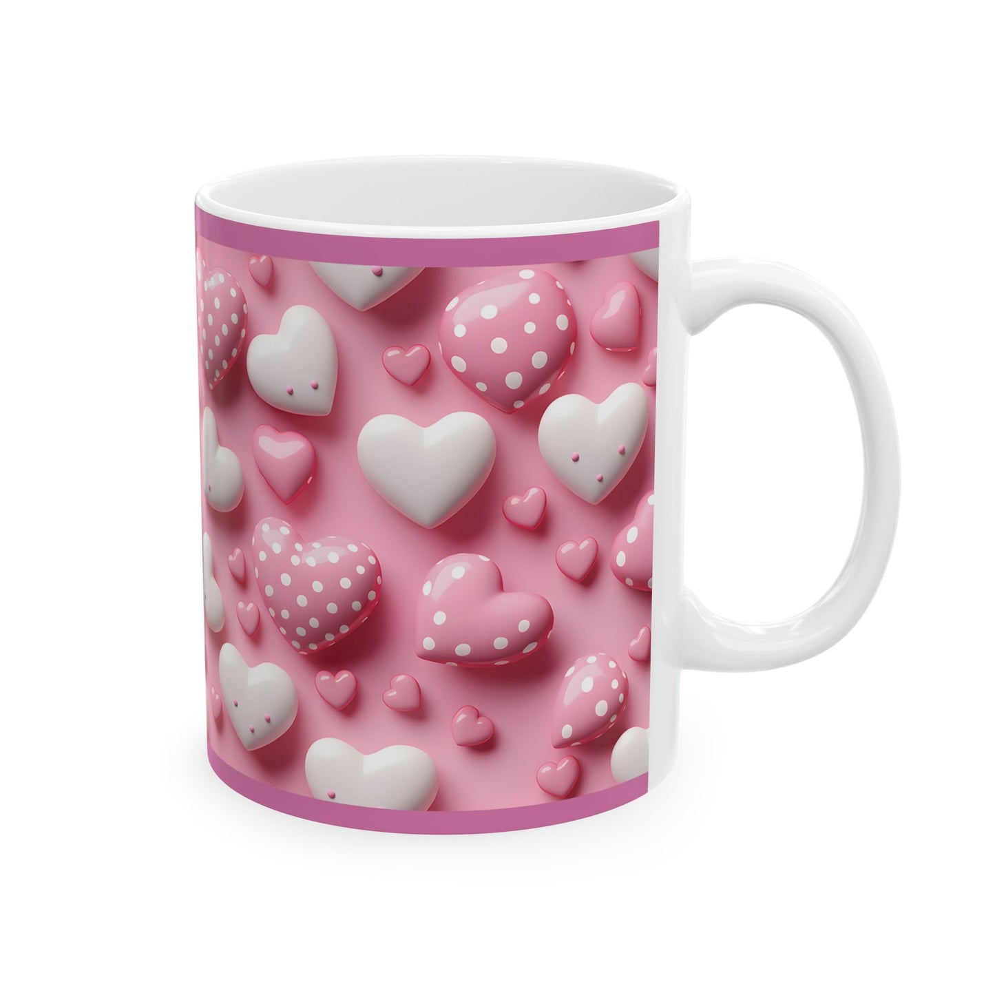 Princess Grace Romantic Heart Pattern Ceramic Mug Perfect for Valentine's Day & Love Celebrations